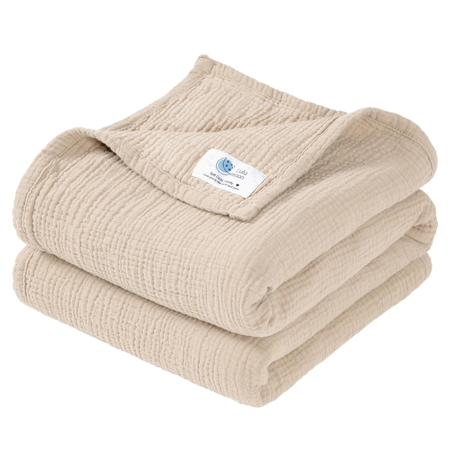 Lulu moon Baby Blanket Ivory | 4-Layer Breathable Nursery Blanket for Daycare & Stroller - Soft Lightweight Baby Swaddle for Boys and Girls 47x47in(Ivory)