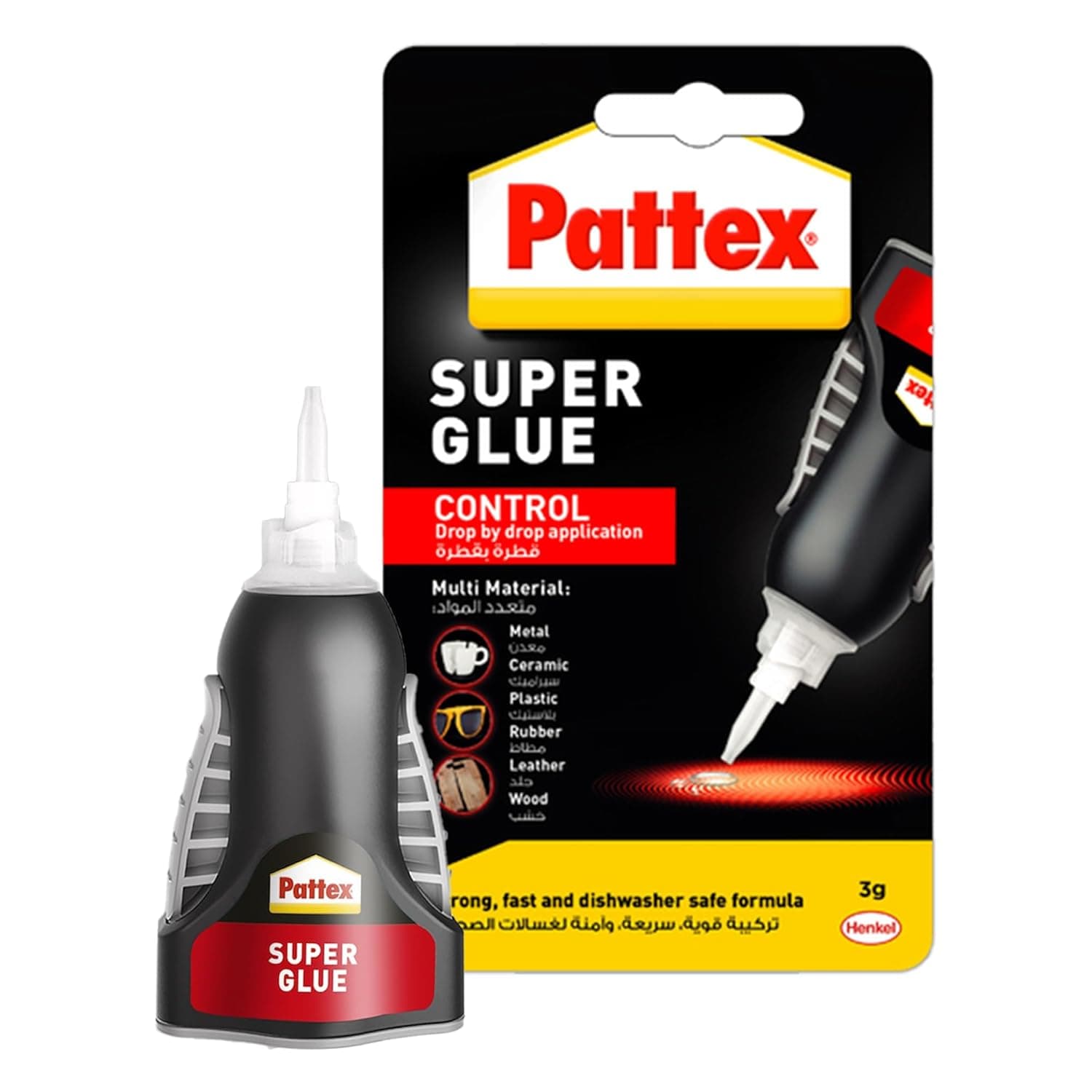 Pattex Superglue Liquide Control, Clear Glue for Various Materials, with Non-Drip Formula Vertical Applications, Precise Nozzle, 1x3g