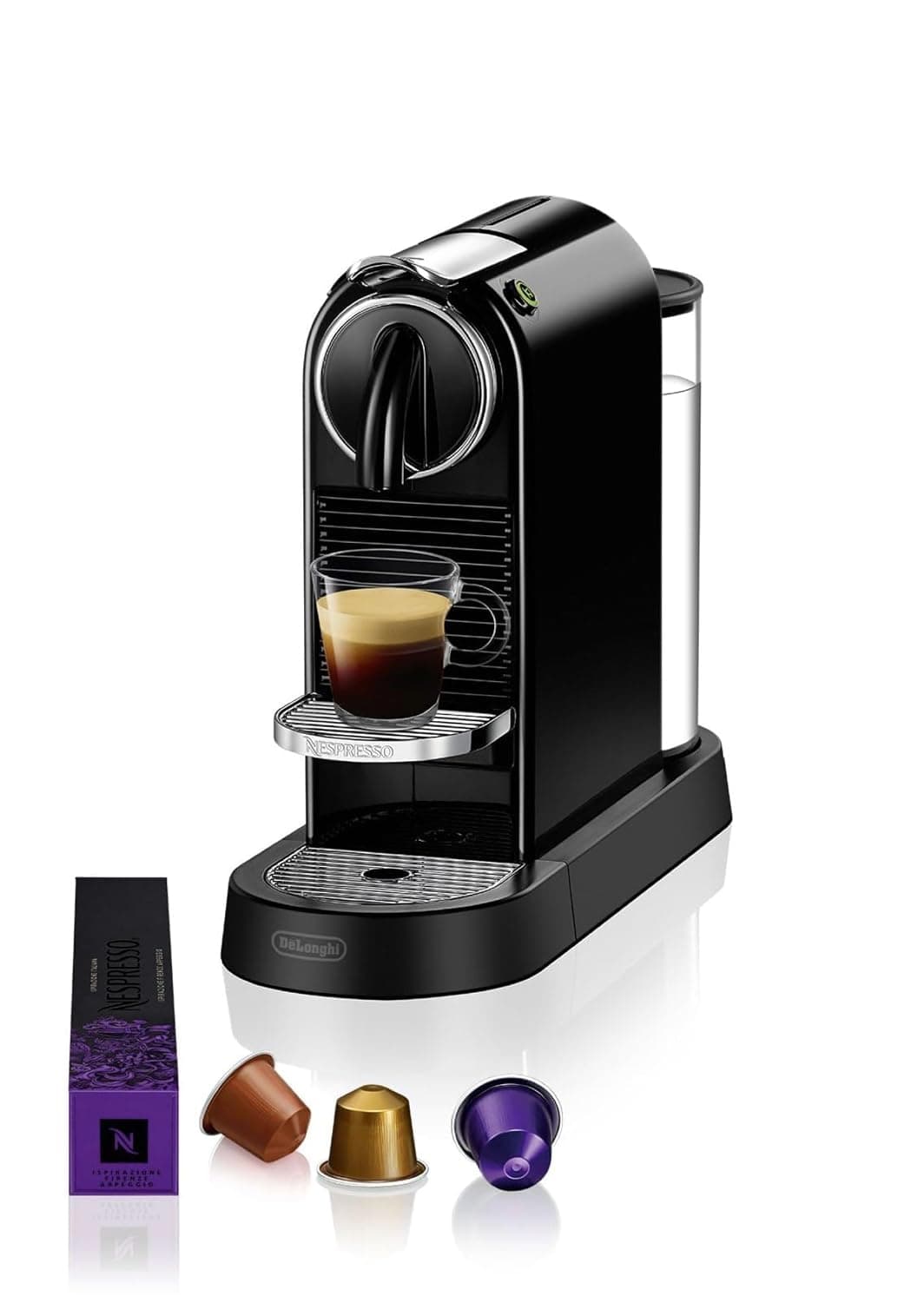 Nespresso De'Longhi Citiz EN167.B Coffee Capsule Machine Black 19 Bar Pump Pressure 1 Litre Water Tank 25 s Heating Time Power Off After 9 Minutes for Espresso & Lungo