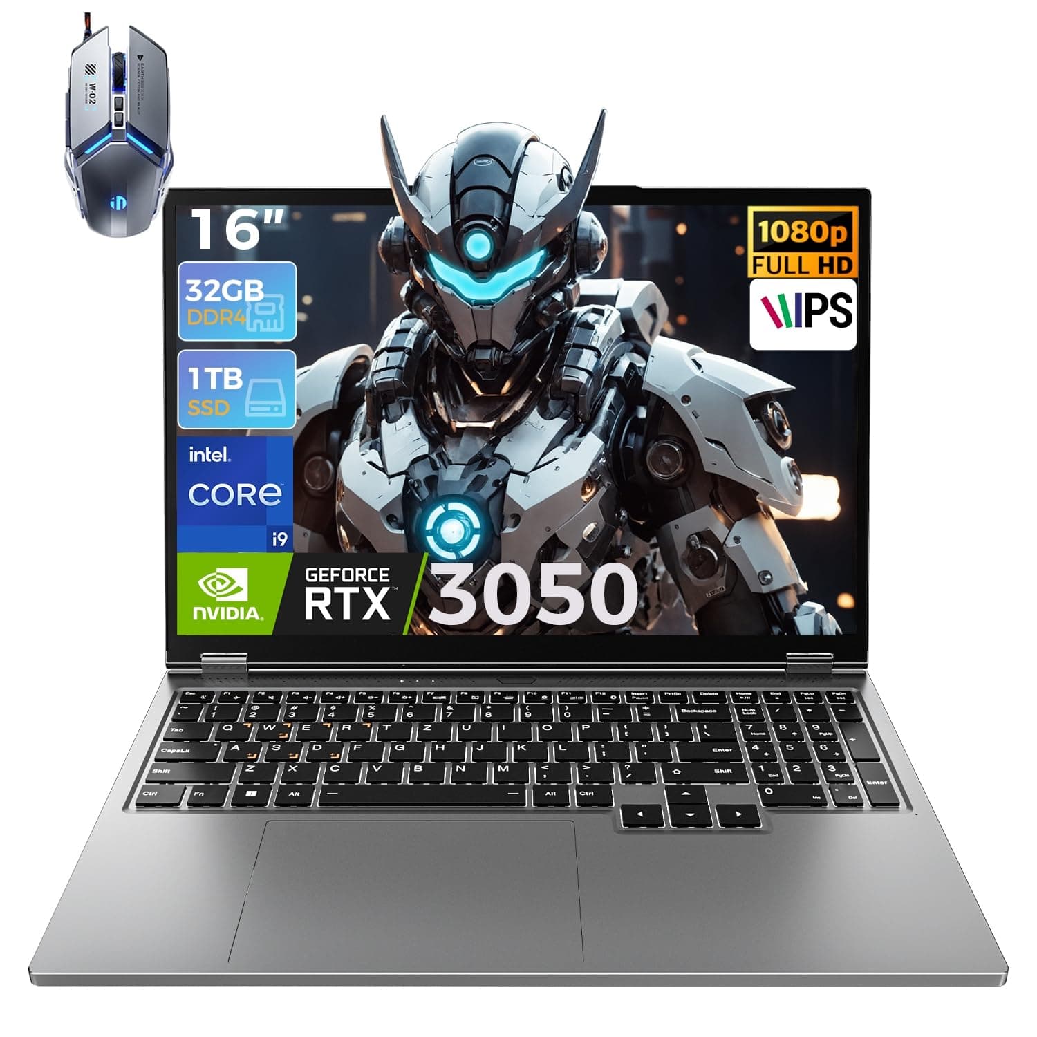TOPGRO S1 Pro Gaming Laptop Computer, 16” FHD 144Hz Display, Core i9-9880H/GeForce RTX3050, Business Laptops 32GB DDR4 RAM,1TB PCIe3.0 SSD/HDMI/Webcam/Backlit Keyboard/Wi-Fi 6/Win11 Pro