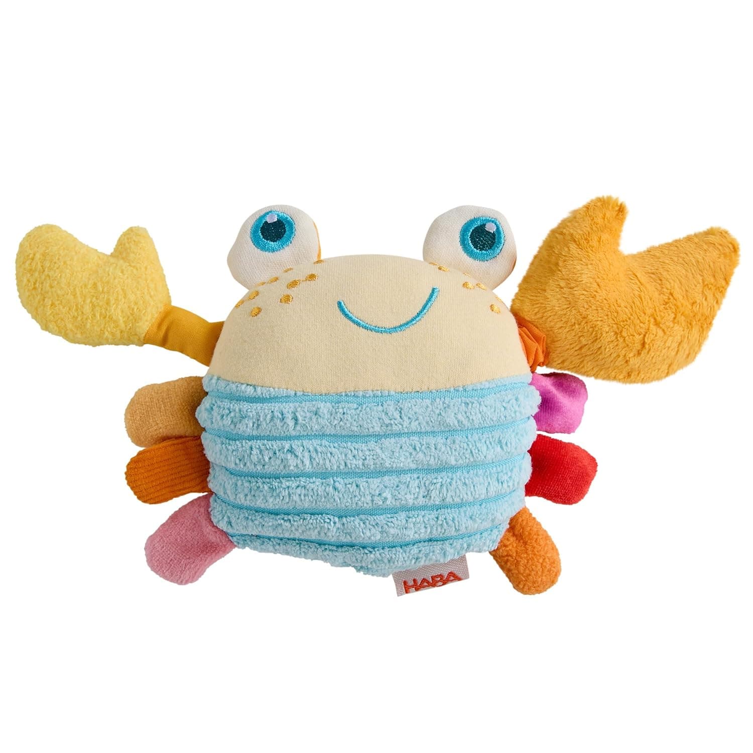 HABA Crab Ratter Figurine - Baby Toy & Fabric Toy from 6 Months | Soft plush grasping toy with chatter effect: pram toy & gift idea for birth
