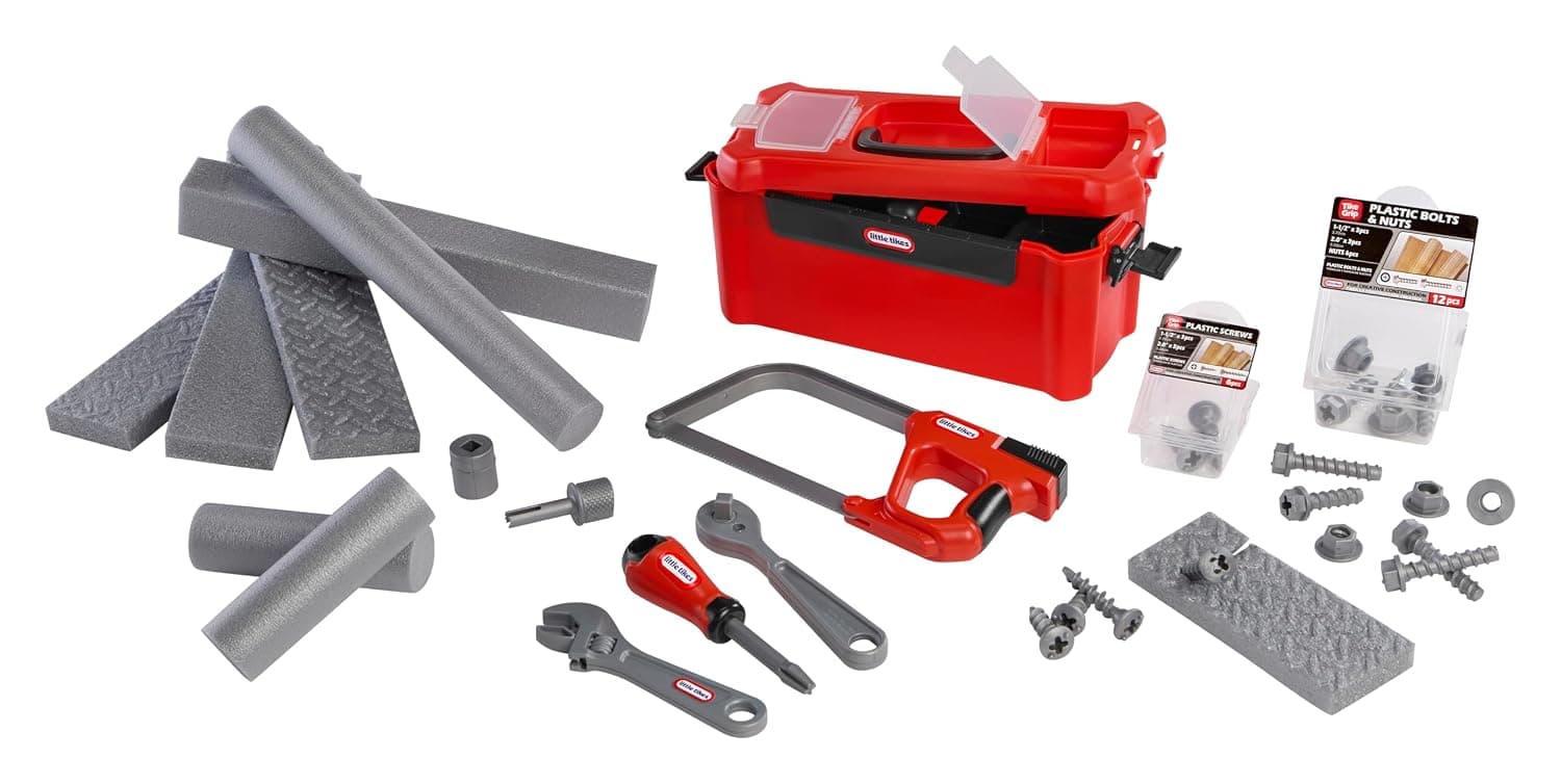 little tikes Creative Construction Tool Box Set - Includes 9 Accessories, Role Play Building Set, Suitable for Boys and Girls from 3 Years
