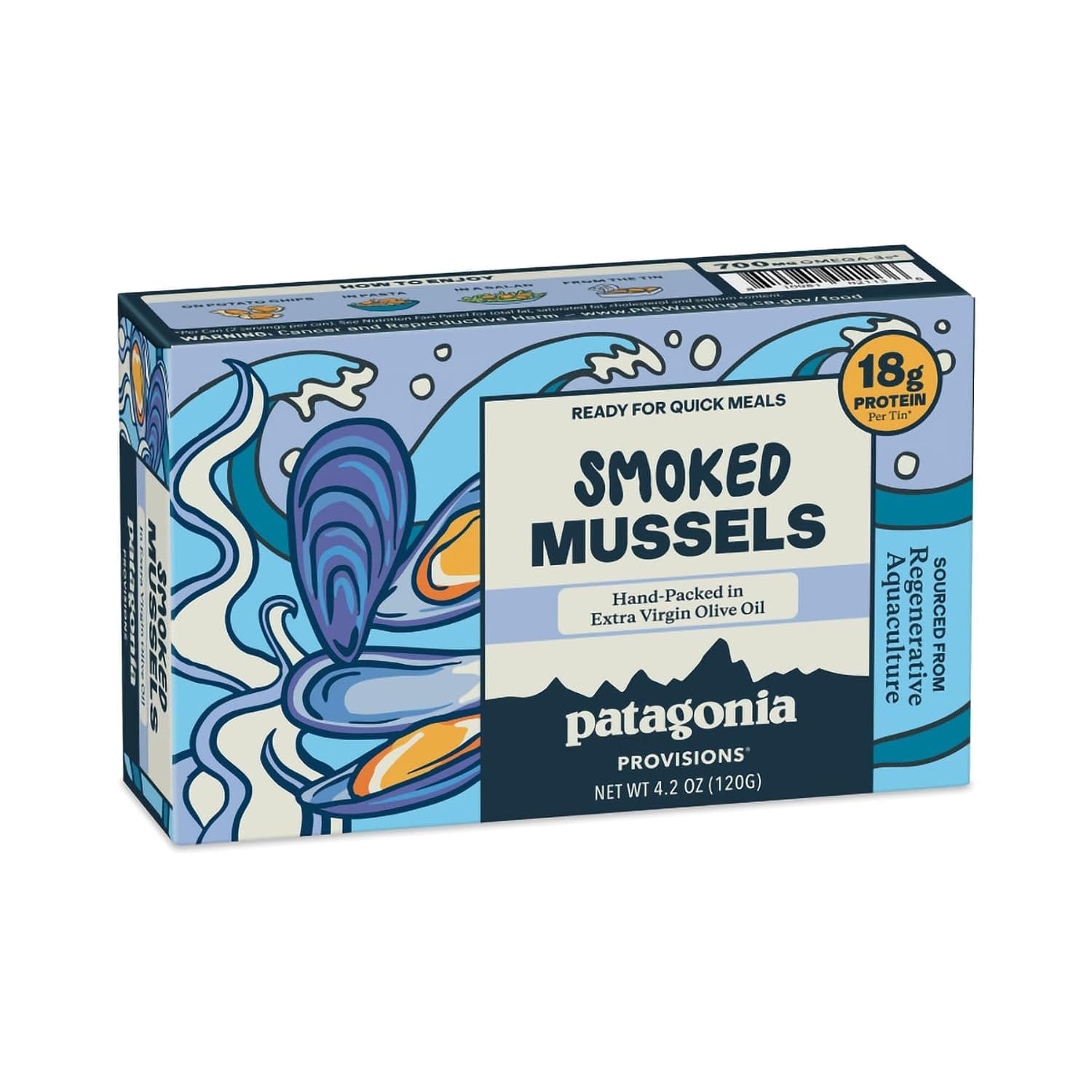 Patagonia Provisions - Smoked Mussels in Extra Virgin Olive Oil | Responsibly sourced | 18g Protein per tin & Gluten Free