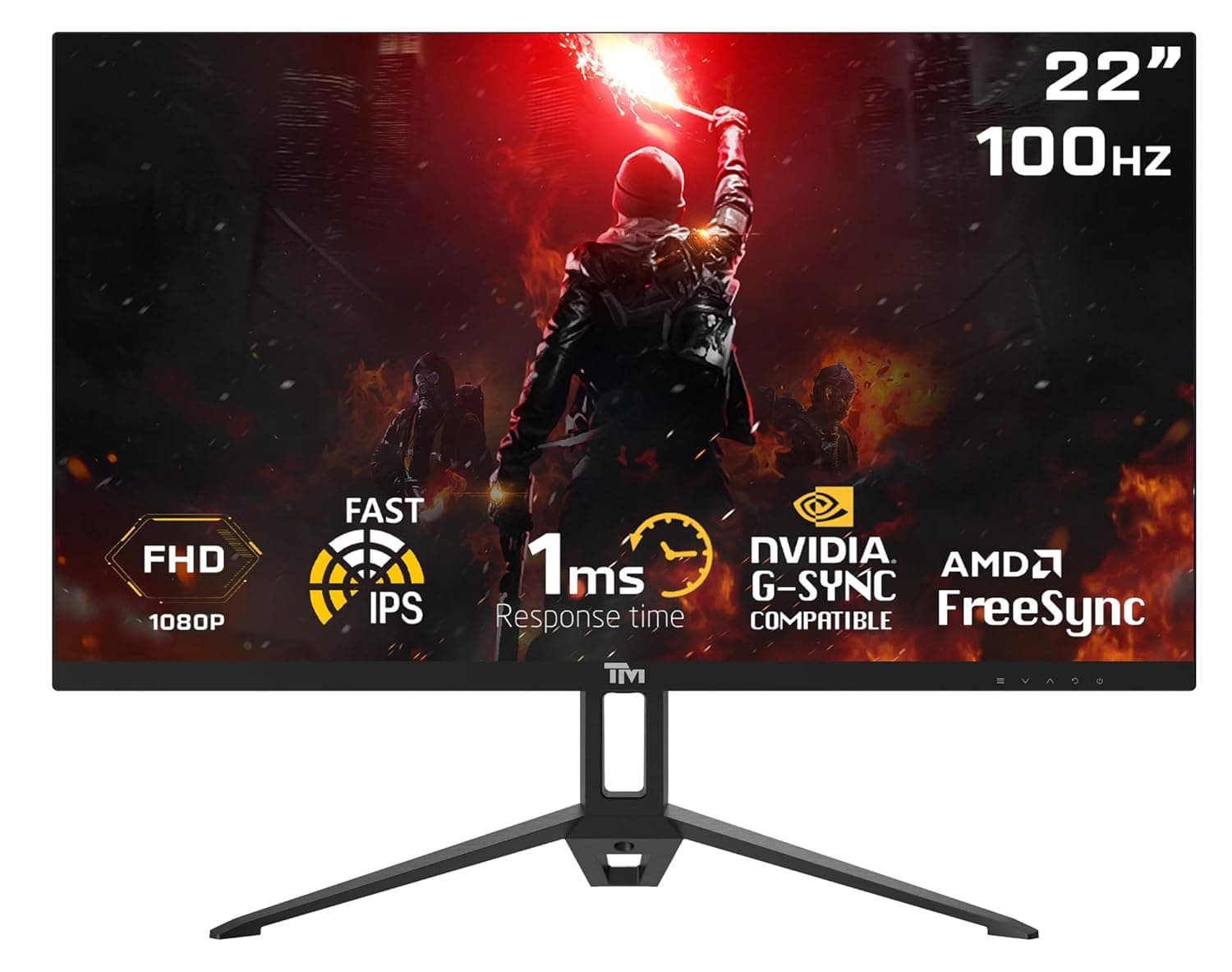 Twisted Minds 21.45 Inch Gaming Monitor Fast IPS - 1920x1080 FHD Resolution, 100 Hz Refresh Rate, 16:9 Aspect Ratio, VESA, 1ms Response Time - Black (TM22FHD100IPS)