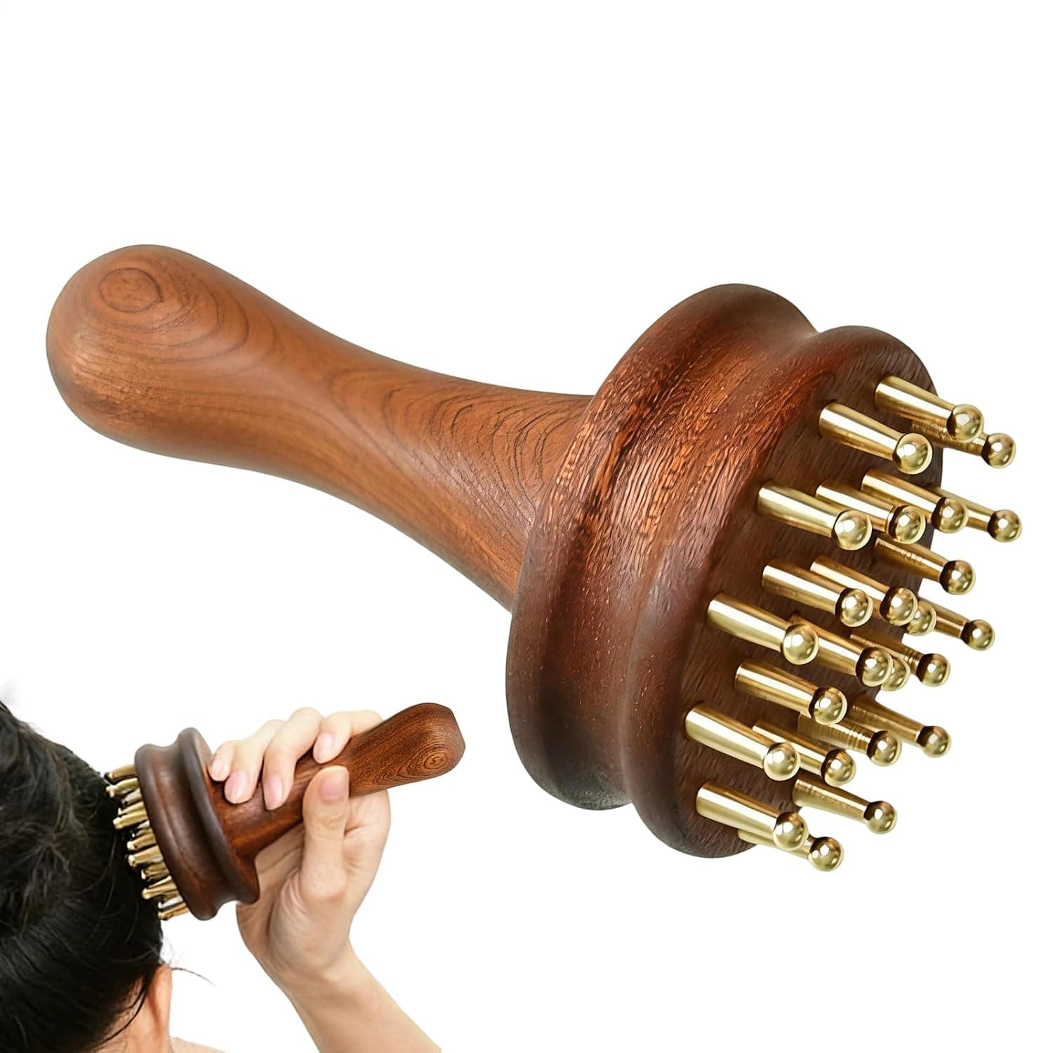 Meridian Massage Brush Ergonomic Handle Brass Teeth | Meridian Massage Brush Gua Sha Tool for Relief Relaxation Men Women Elderly Head Shoulder Belly Leg Muscle Home Spa Travel