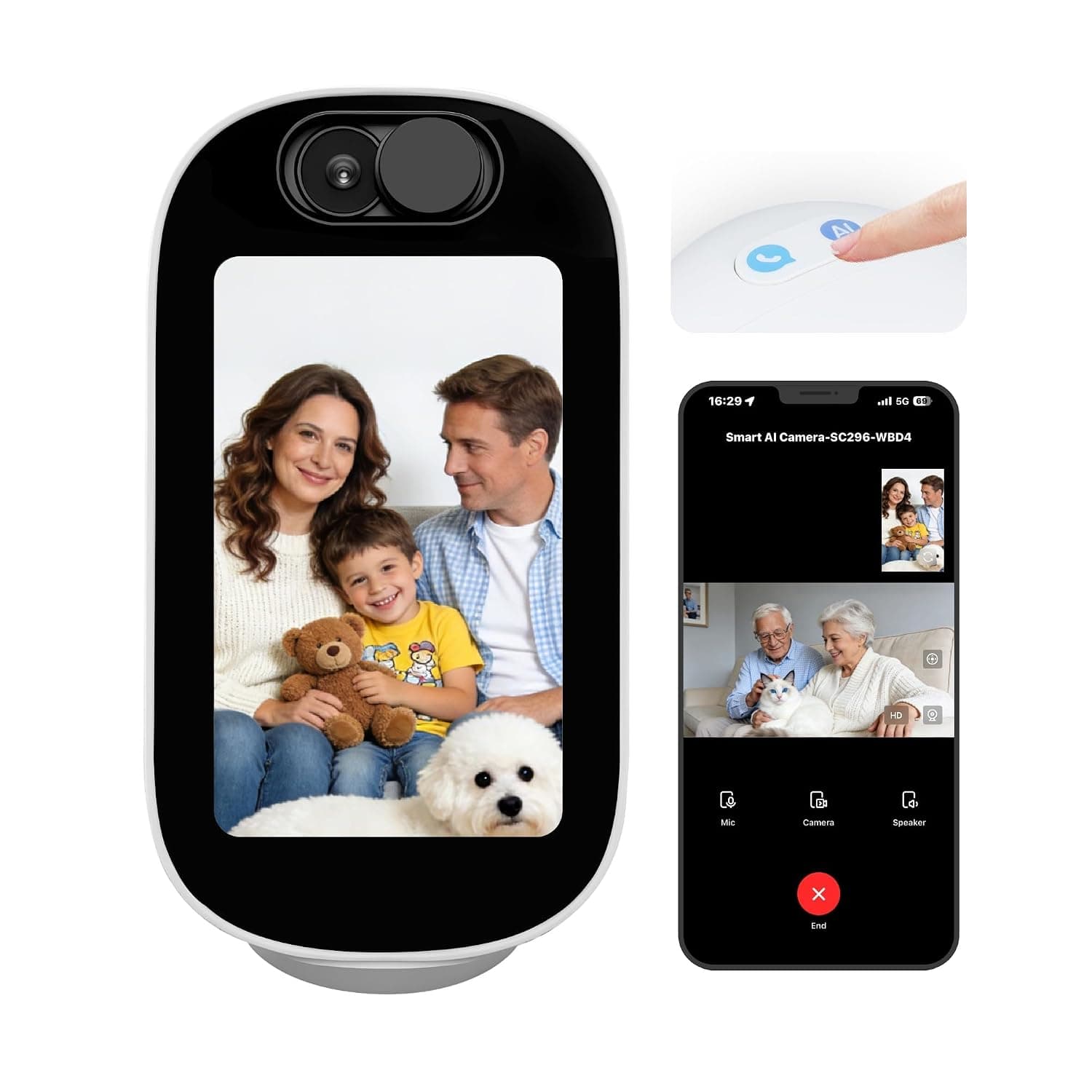 Indoor Security Camera with 4" Screen, 4MP Baby/Elderly Monitor with AI Conversation & Two-Way Video, Baby Crying, Human and Pet Detection, 355°Pan, 5G/2.4G WiFi, Motion Tracking, Smart Home Camera