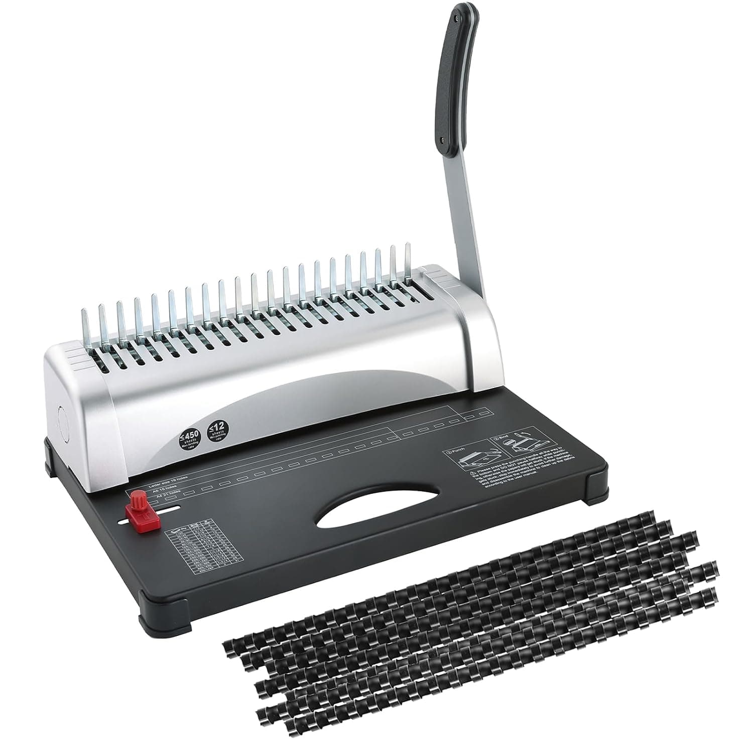 FLK Tech Binding Machine with Starter Combs Set for A4-21 Hole / 450 Sheets Paper Punch Binder | 21-Hole, Manual Book Binding Machine for Letter Size, A4, A5 Paper, For Booklet Binding, Paper Punch Binder Machine