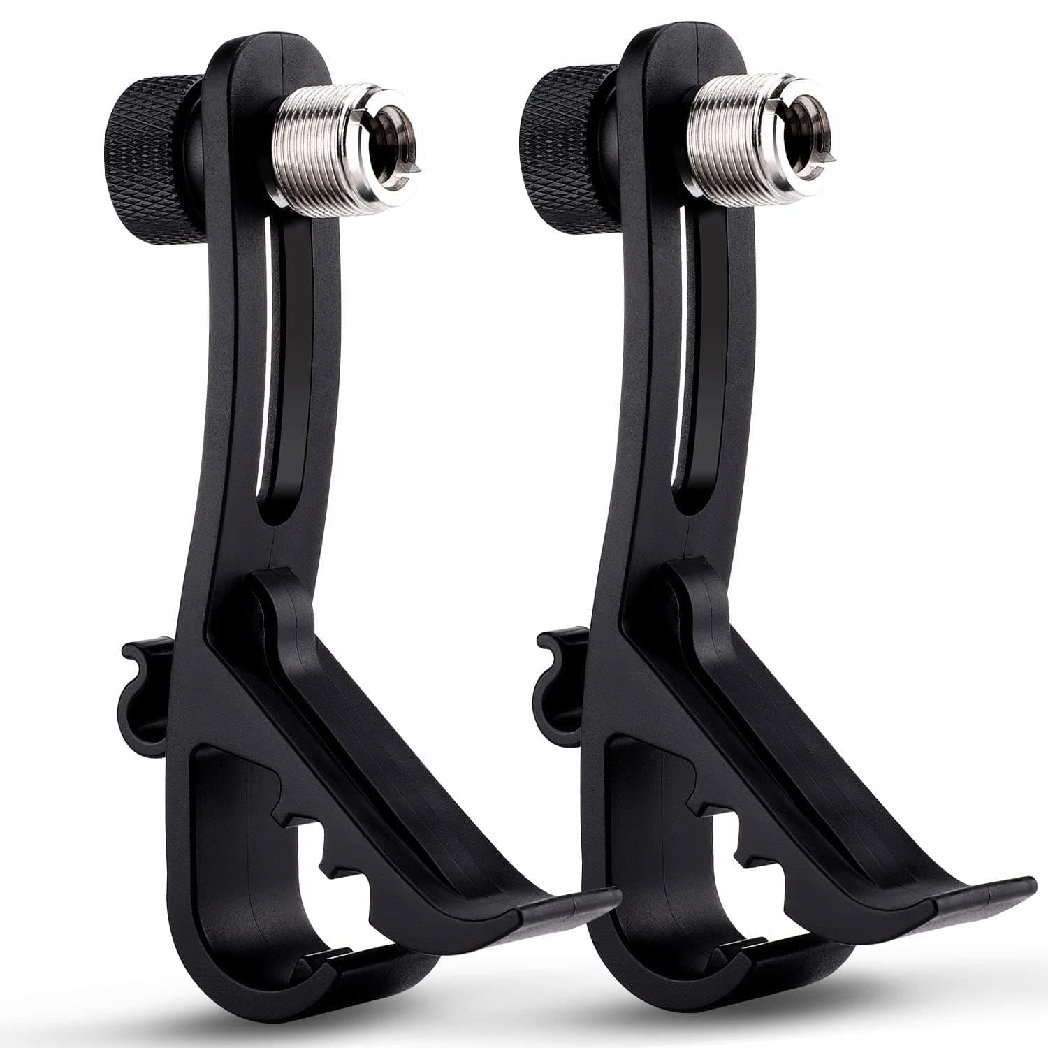 Drum Microphone Clip, Adjustable Mic Mount Clamp Holder Mic Securing Clip, Shockproof Drum Mounts for Musical Instrument Supplies, Microphone Drum Mount for Professional Drum Recording(2PCS)