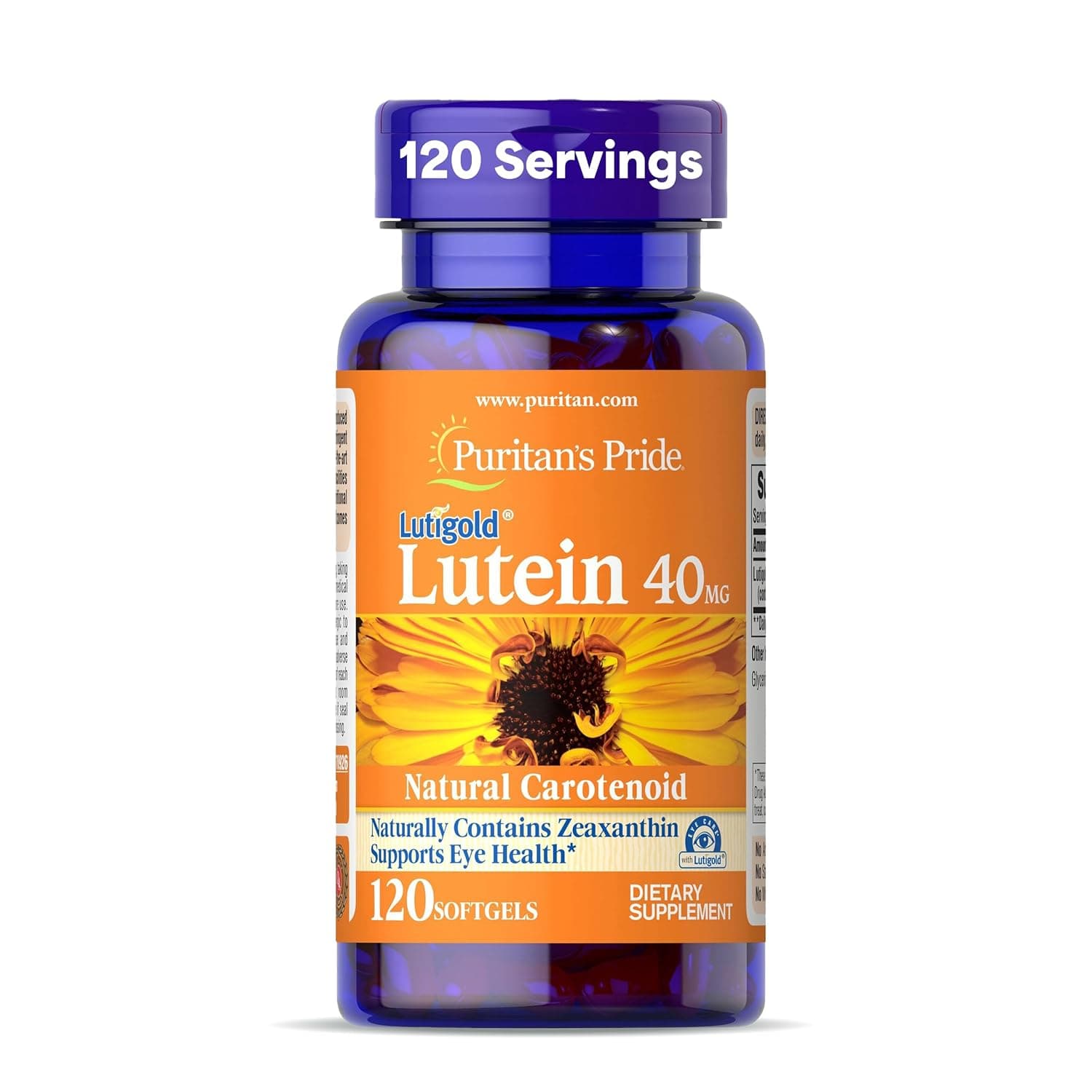 Puritans Pride Lutein 40 Mg With Zeaxanthin Softgels, 120 Count