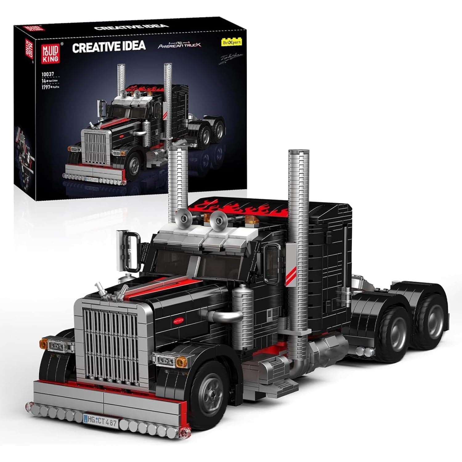 Mould King 10037 Technik Heavy Duty Tow Truck Construction Kit, MOC Road Trailer Building Block Set, Gift Model Toy for Children/Adult/Vehicle Enthusiasts (1797 Pieces)
