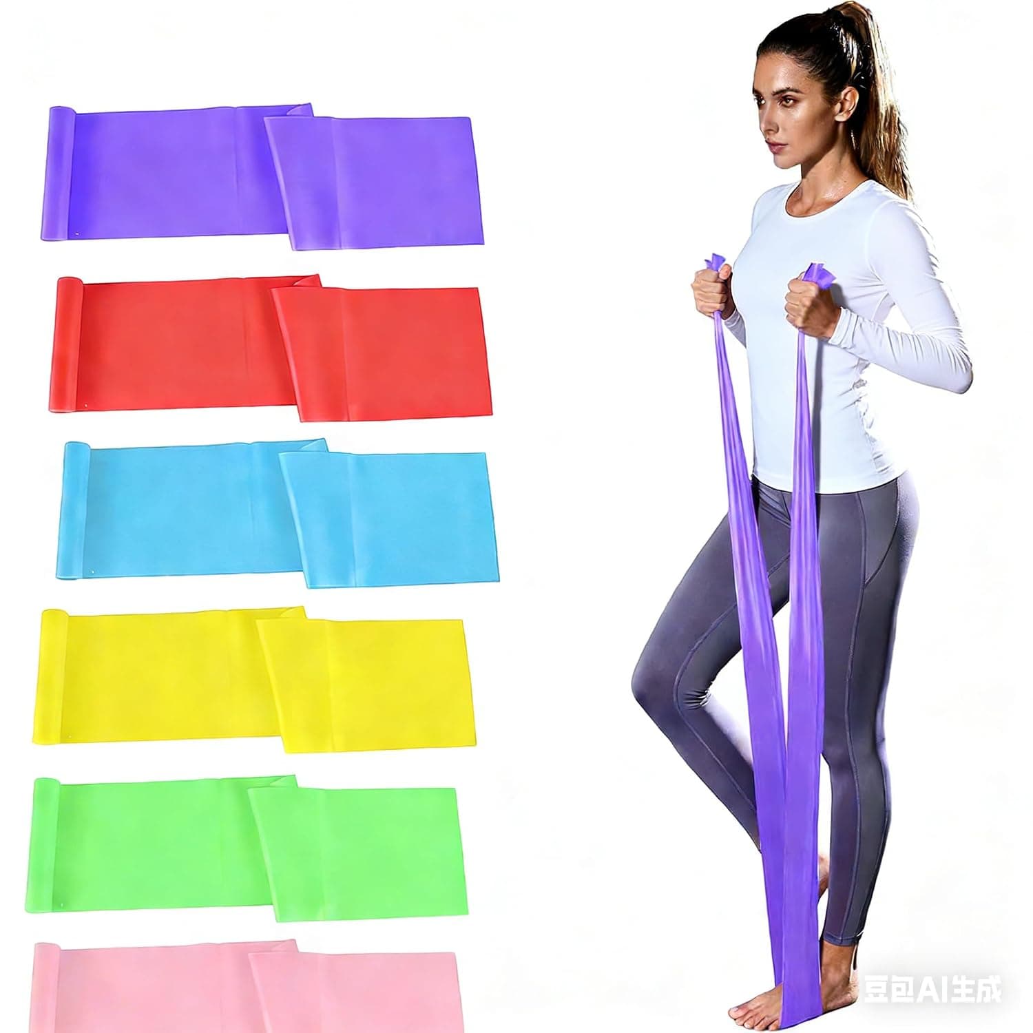 Resistance Band 6Pcs 1.5 Meter Elastic Exercise Bands for Body Workout | Stretching Bands Set Pilates Stretch Resistance Leg loop Band for Physical Shape Body Yoga Pilates Sport Exercise Home Gym
