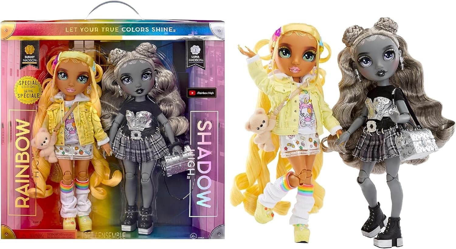 Rainbow High Shadow High Special Edition Madison Twins- 2-Pack Fashion Doll. Yellow & Grey Mix and Match Designer Outfits with Accessories, Great Gift for Kids 4-12 Years Old & Collectors