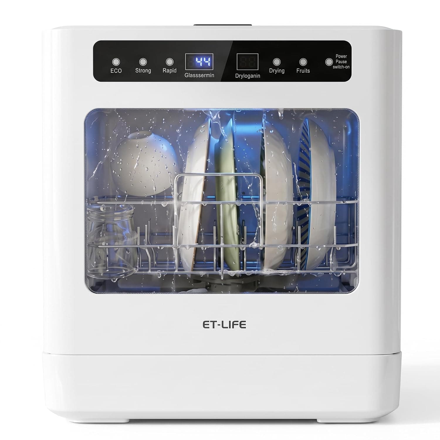 Countertop Dishwasher, Installation-Free Energy-Saving Portable Dishwasher, Dual Water Supply, High-Temperature Sanitizing, Hot Air Drying, For 4 People