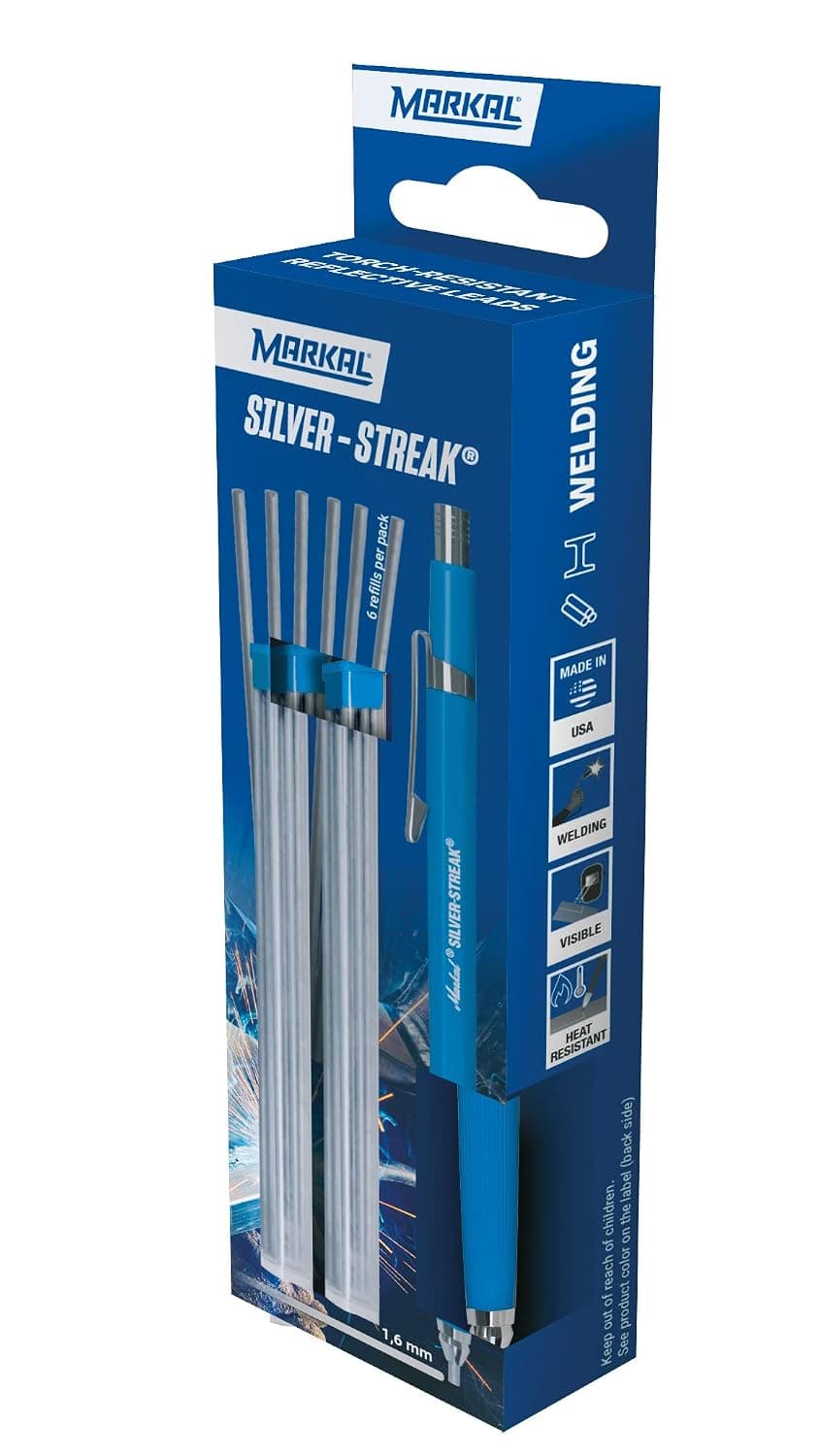 MARKAL 22221 Retail Pack Silver-Streak 1 Pencil Charged Mechanical Pencil + 2 Packs of Round Leads