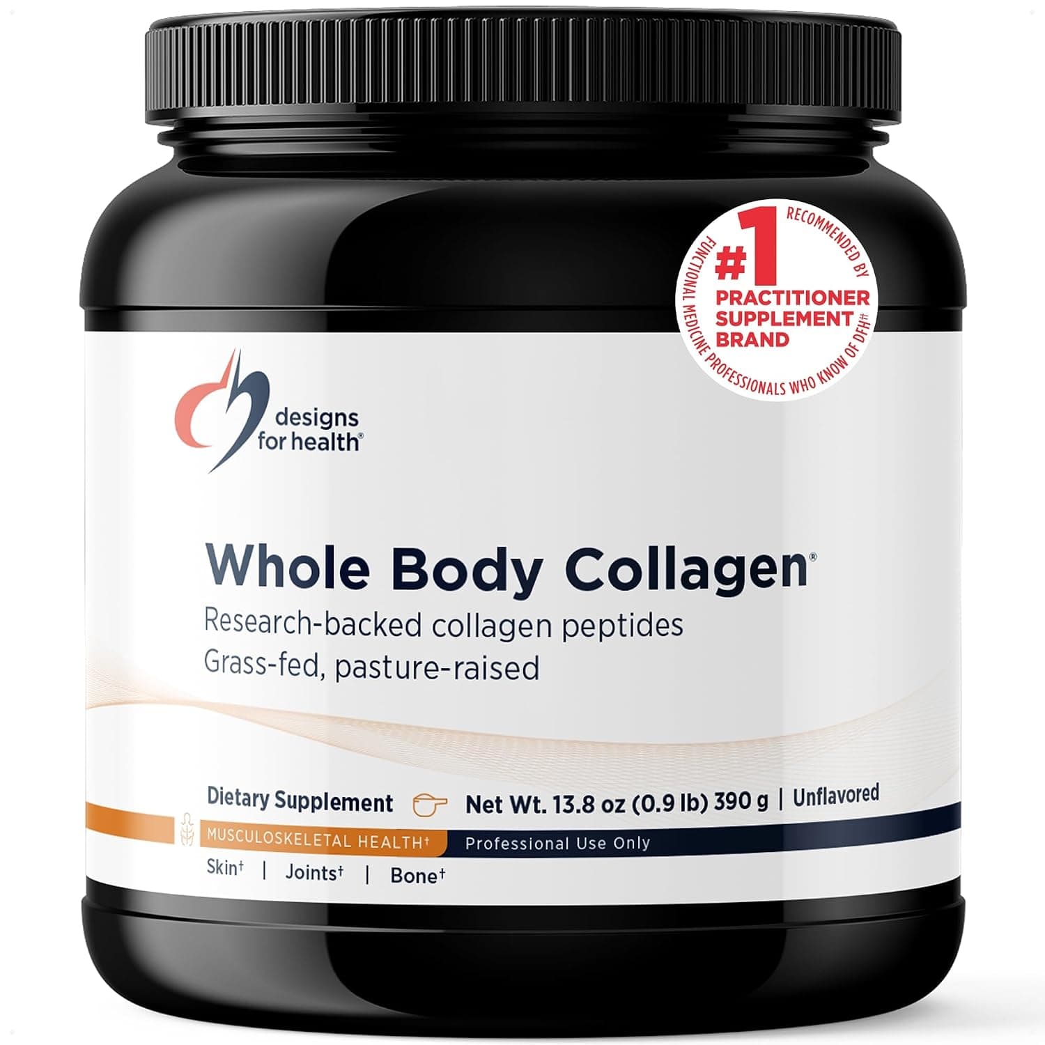 Designs for Health Whole Body Collagen Powder - Hydrolyzed Collagen Peptides Powder for Skin, Joint + Bone Health - Fortigel, Fortibone & Verisol Collagen for Women & Men, Unflavored (30 Servings)