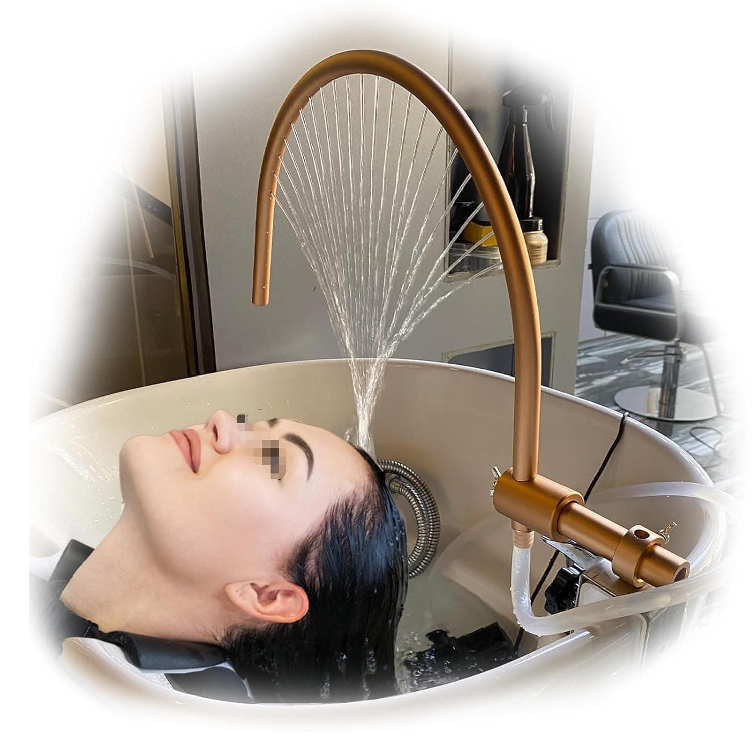 Water Circulation Head Spa Frame, Spa Basin Faucet, Head Therapy Device for Salon Head Spa Equipment - 180° Arc Design