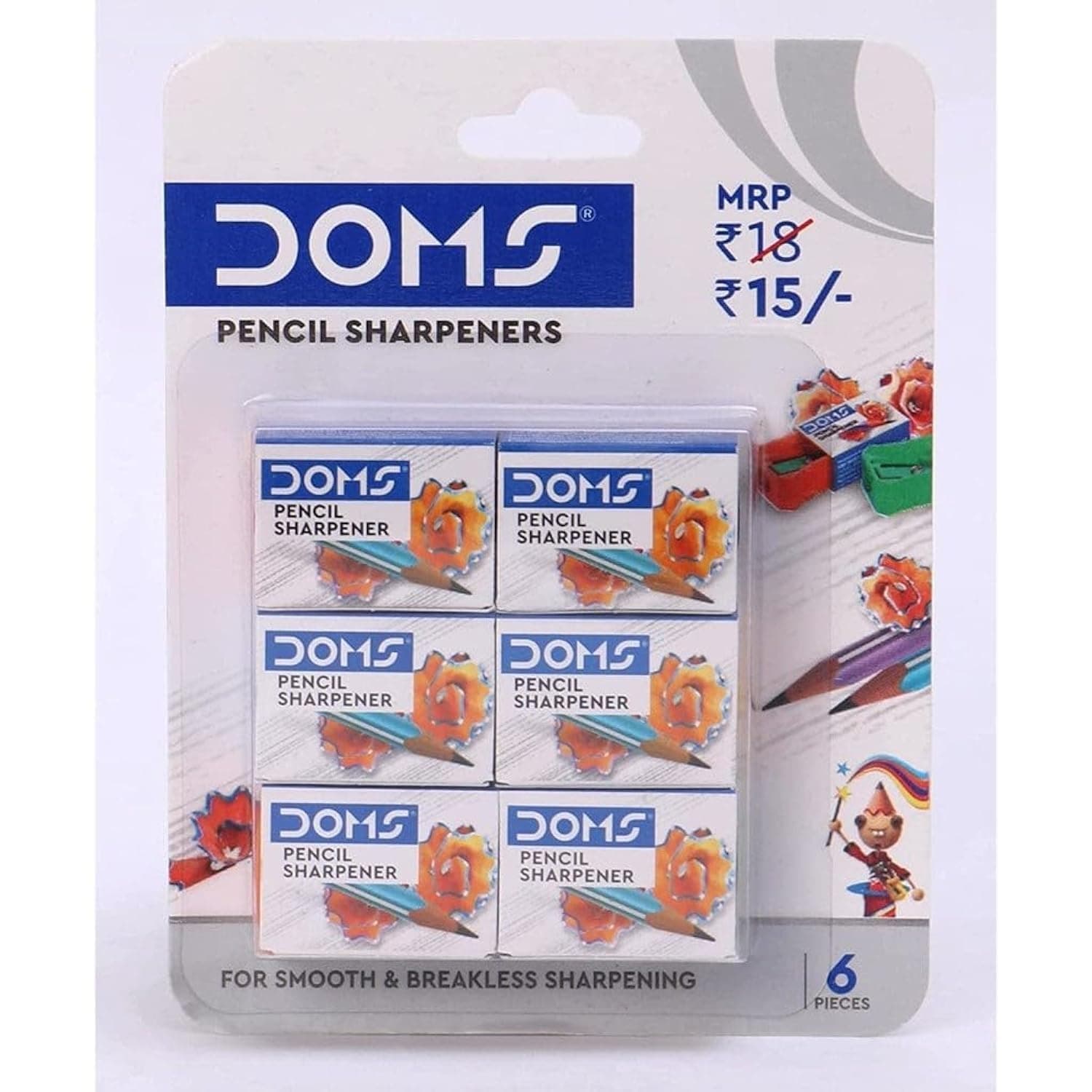 DOMS Pencil Sharpener in Blister Pack 6-Pieces