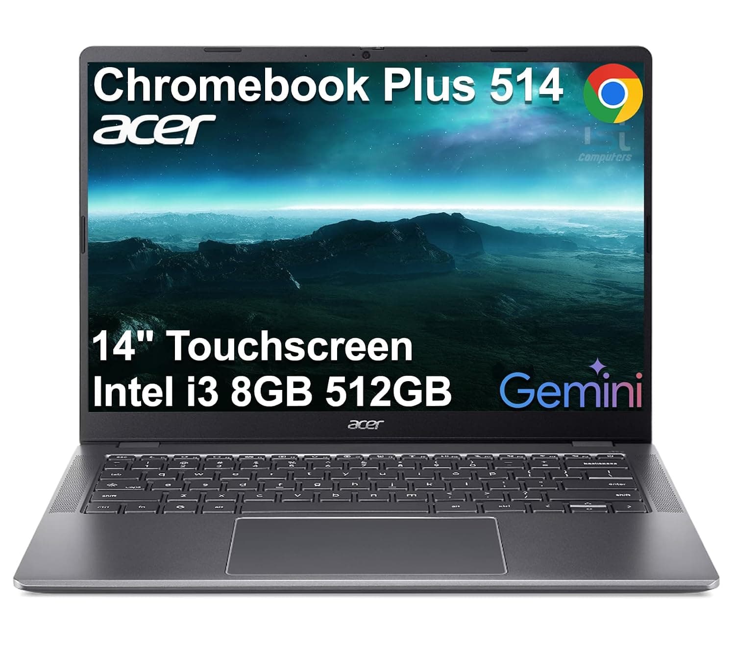Acer Chromebook Plus 514, 14" Touchscreen, Intel i3-N355, 8GB RAM 512GB SSD | FHD+ Laptop, 8-Core, Education, K12, Students & Business, 1080p Webcam, Backlit, Lightweight, Long Battery Life, Chrome OS
