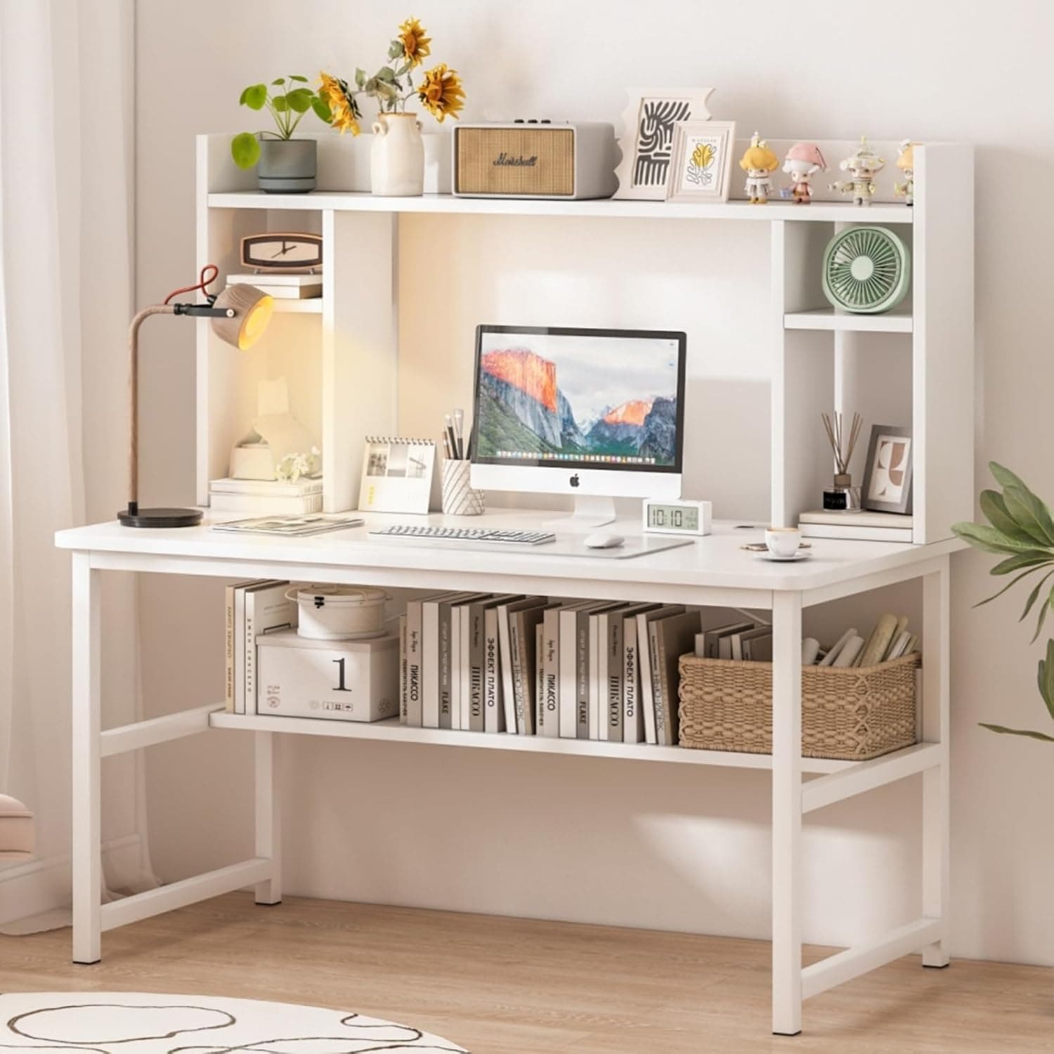 Study Table Study Desk with Bookshelf Gaming Table Desk for Home Office desks & workstations Computer Table 110x50x126CM