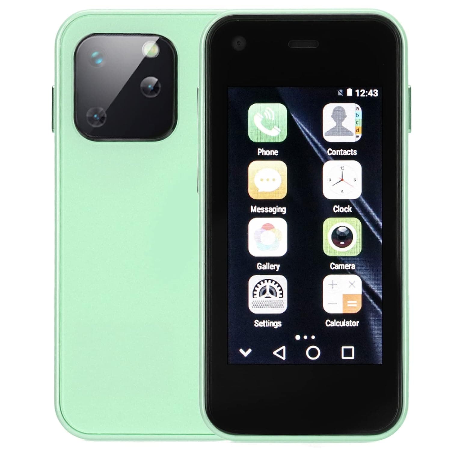 XS13 Mini Smartphone, 3G LET Dual SIM Mobile Phone 2.5in Cell Phones, 1GB 8GB Pocket Cellphone for Android 6.0, 1580mAh Kids Phone HD Camera, GPS Touch Screen (Green)