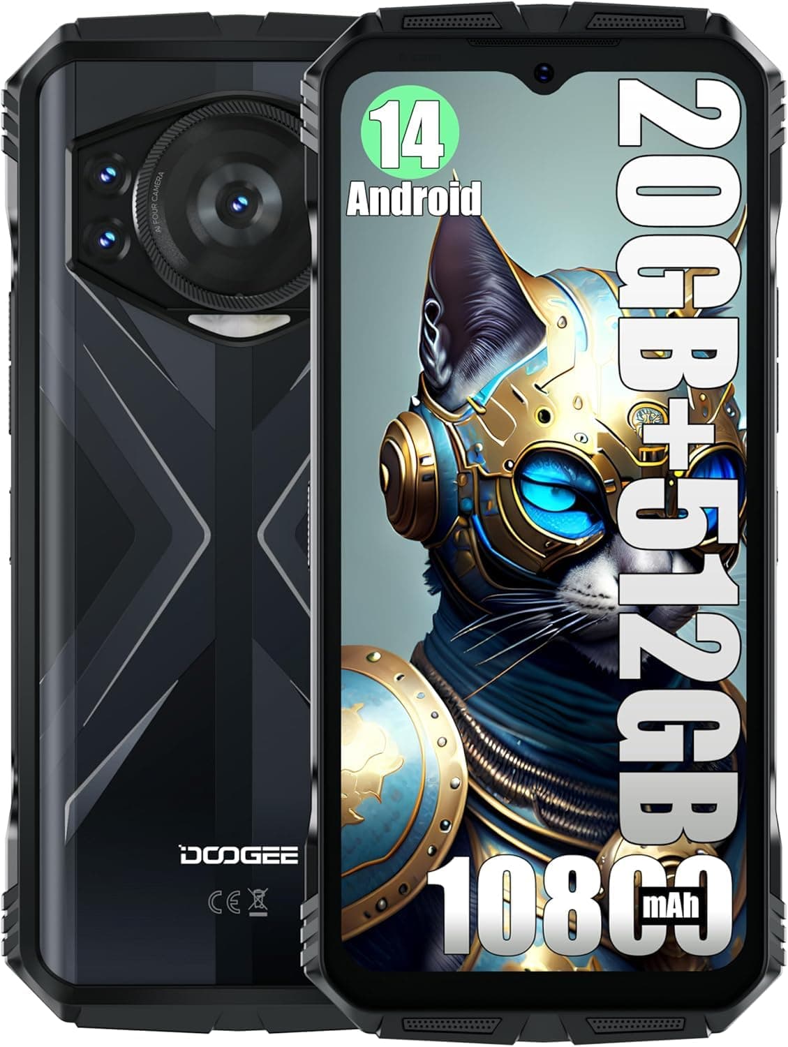 S118 Rugged Smartphone 20GB(8GB+12GB Extended) 512GB 6.58" FHD+ Screen 50MP Camera Android 14 Cellphone