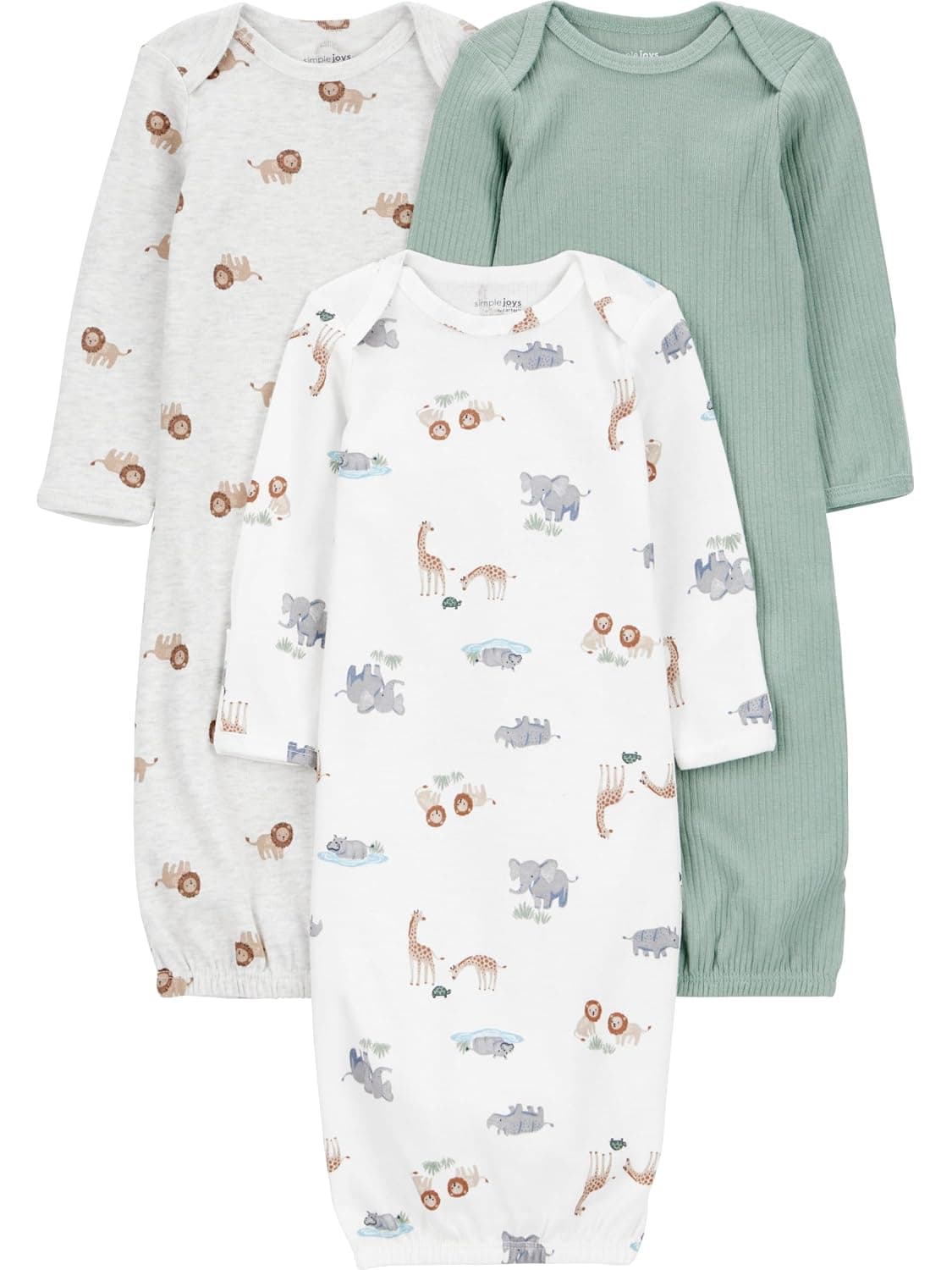 Simple Joys baby-boys 3-pack Cotton Sleeper Gown Night Gowns (pack of 3)