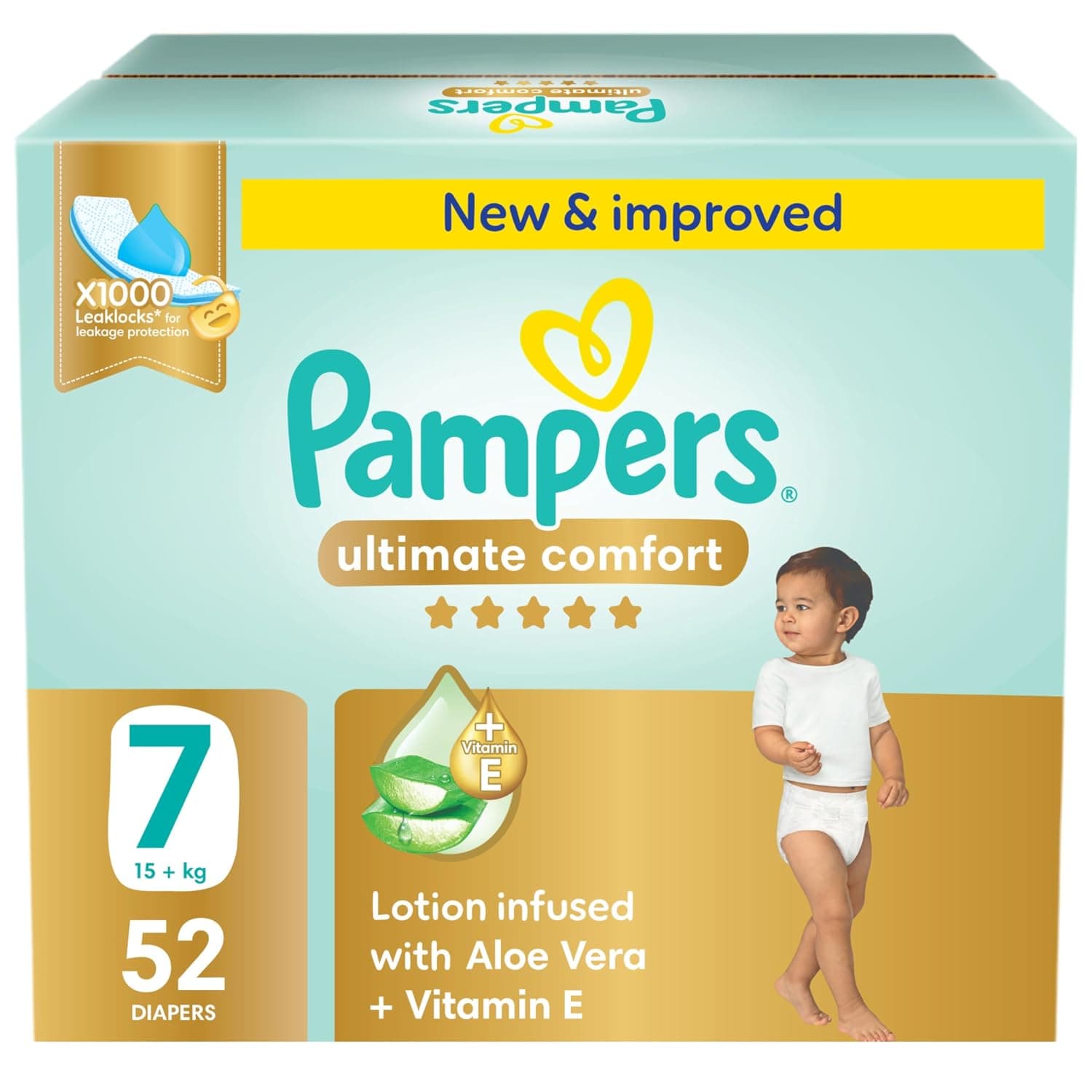 Pampers Ultimate Comfort, Size 7, 15+ kg, Giant Saving Box, 52 Diapers