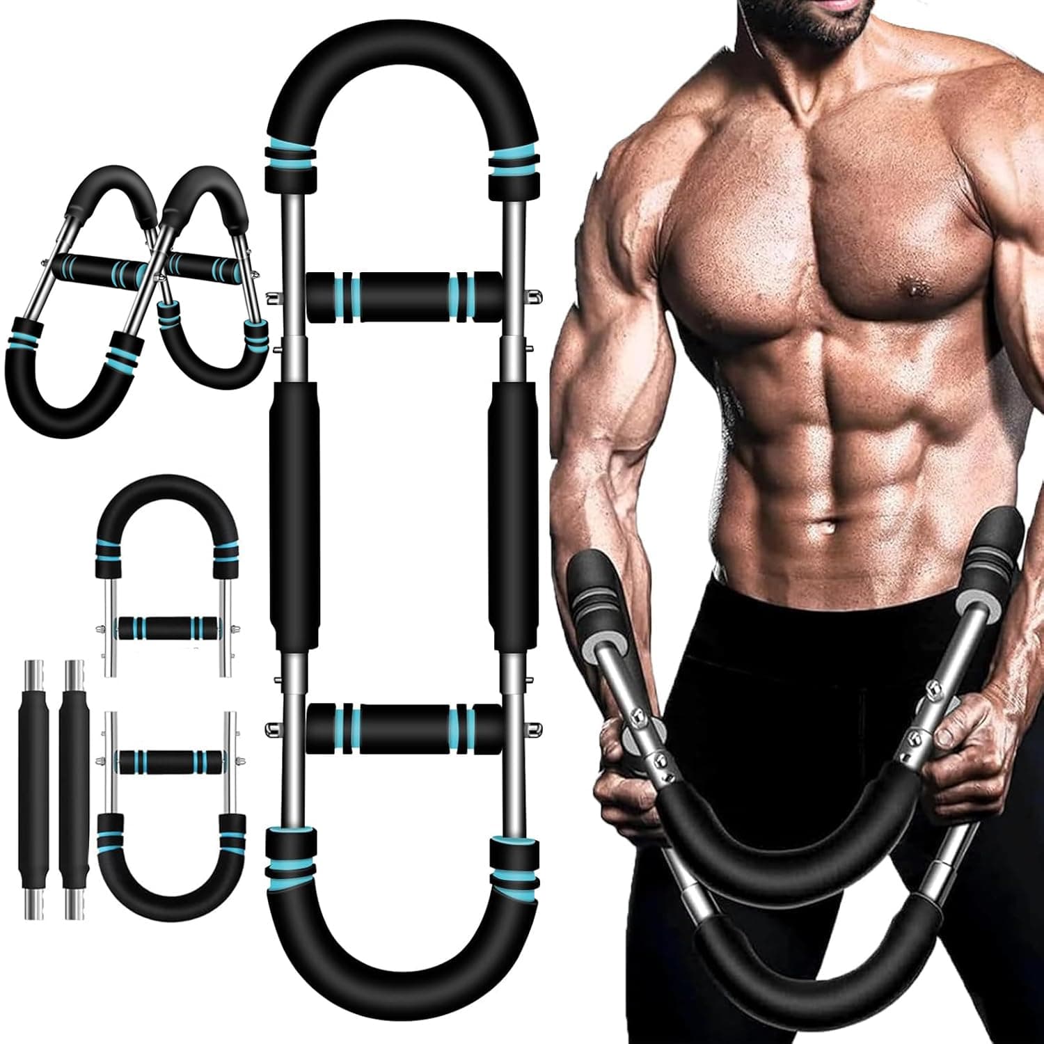 Twister Arm Trainer, 40-100lb Adjustable Chest Workout Equipment, Shaker Twister Arm Trainer, Portable Power Twisters Bar,Detachable Design Fitness Anywhere for Strength Training at Home,Gym & Travel