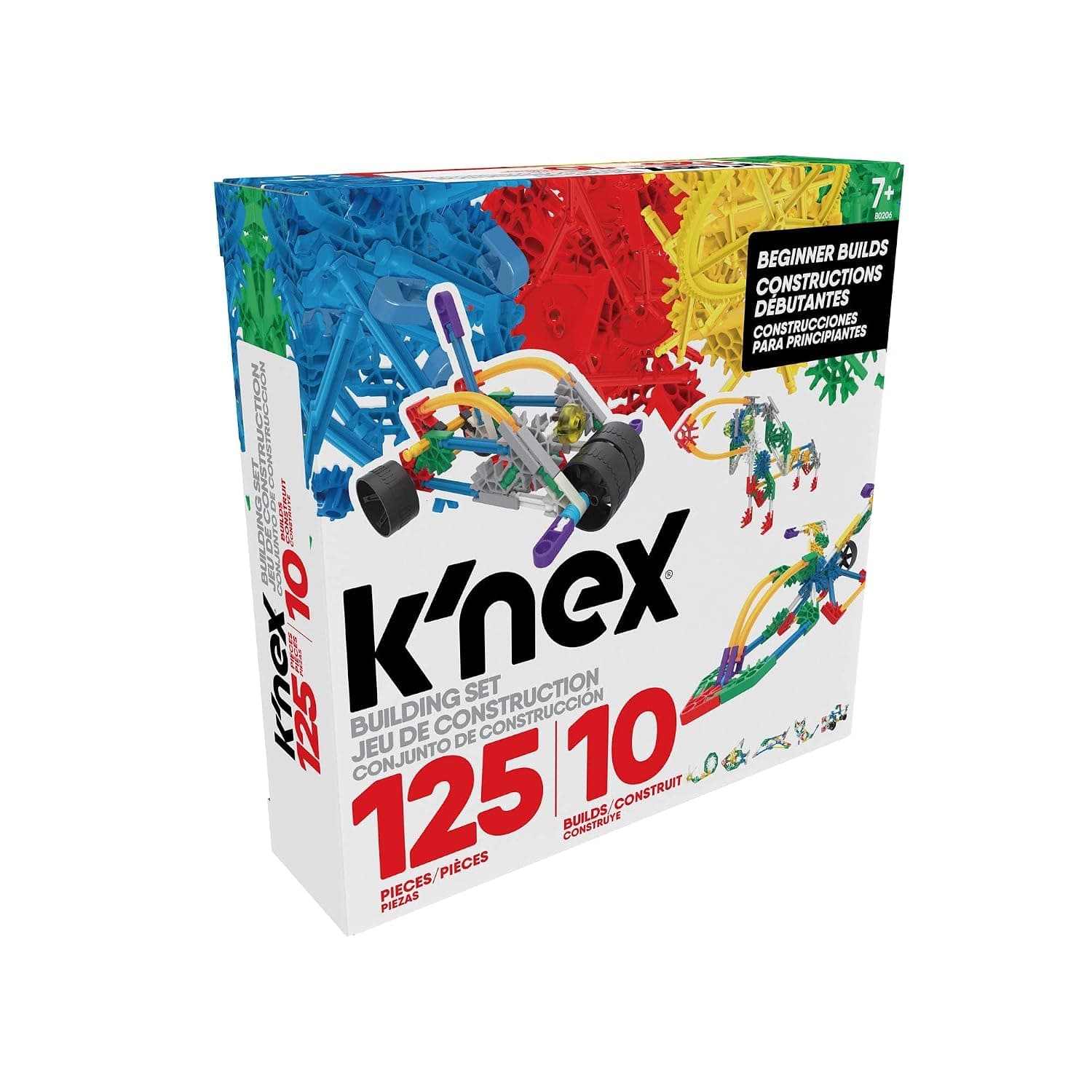 K'NEX | Beginner Building Set 10 Models | Educational Toys, 125 Piece Stem Learning Kit, Engineering for Kids, Construction Toy for Children Ages 7+ | Basic Fun 80206