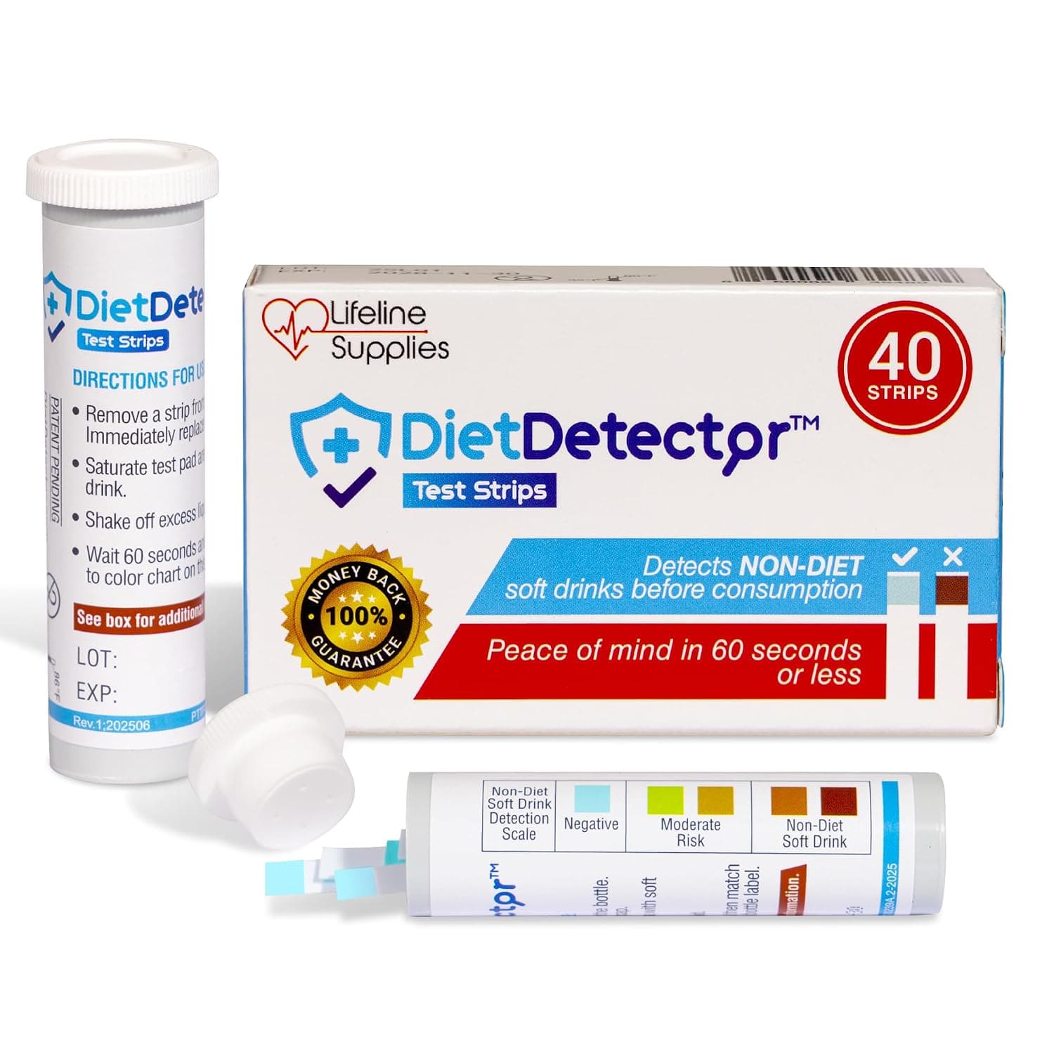 Detects Non-Diet Soft Drinks Before Accidental Consumption - A Must Have for Diabetics and The Health Conscious - 40 Strips Per Box