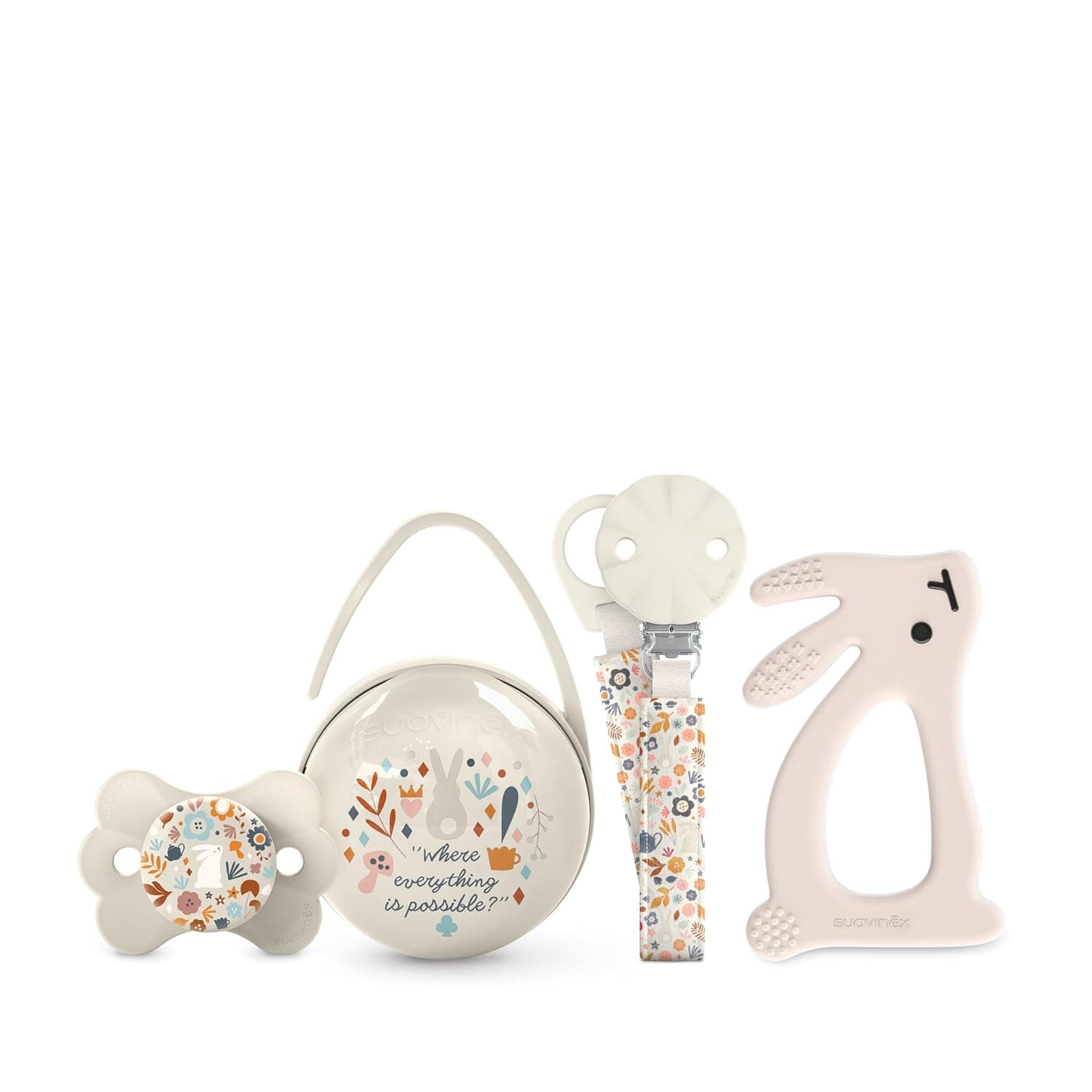 Suavinex Newborn Gift Set - Wonderland Collection, Silicone & Plastic, BPA & Latex Free, Beige, 1 Count