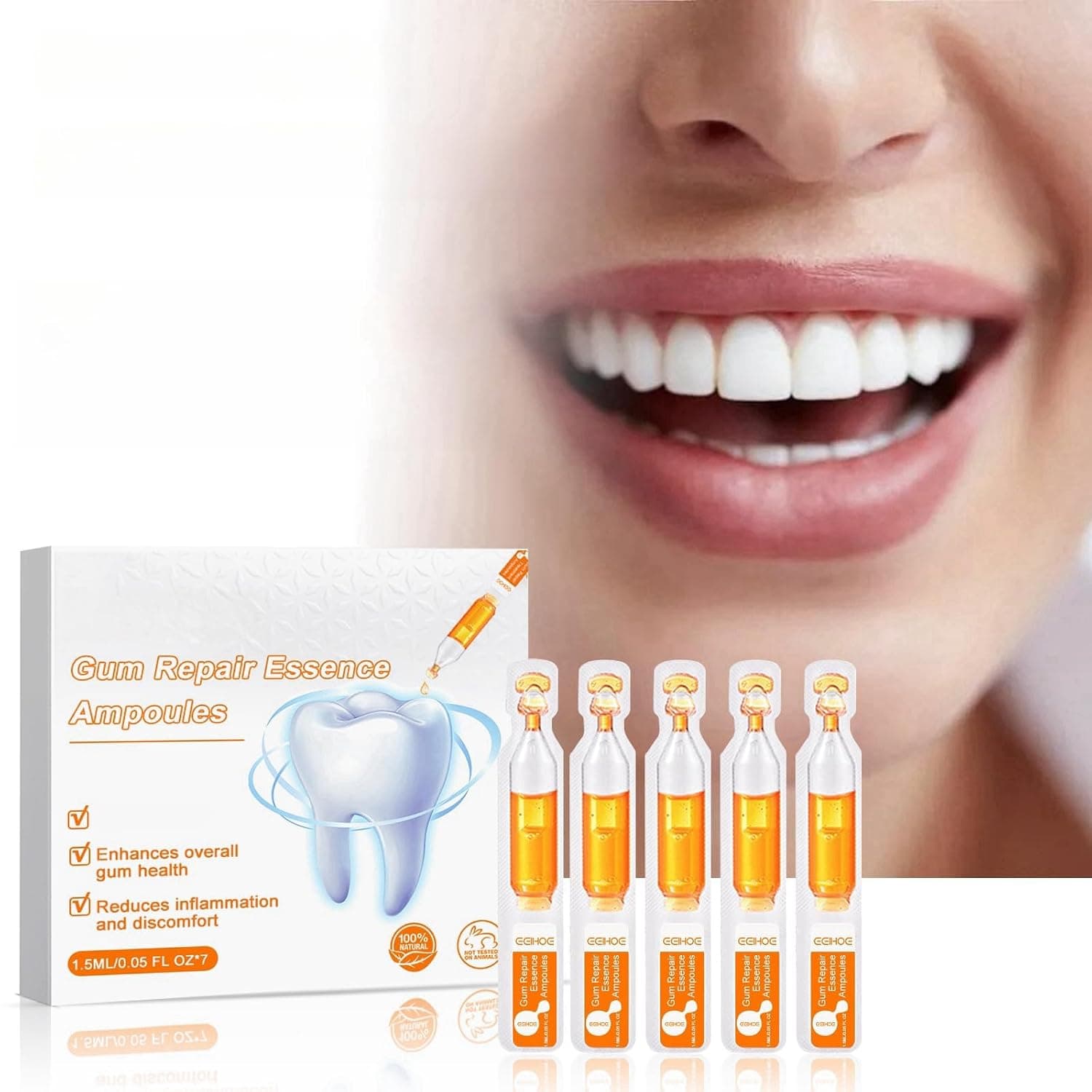 Teeth Repair Essence 1.5ml*7Pcs Intensive Teeth Repair, Repair Yellow Stains and Plaque, Deep Cleansing Action, Gum Care and Oral Health, Comprehensive Oral Care, Comfortable and Gentle