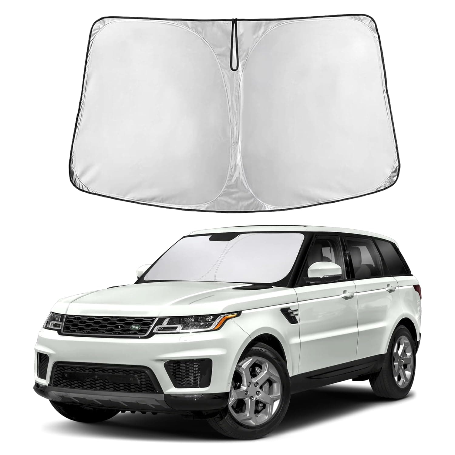 EcoNour Windshield Sunshade Compatible for Land Rover Range Rover 2013–2021 | Luxury SUV Front Window Sunshade | Foldable Sun Visor Protector | Blocks UV Rays & Reduces Heat