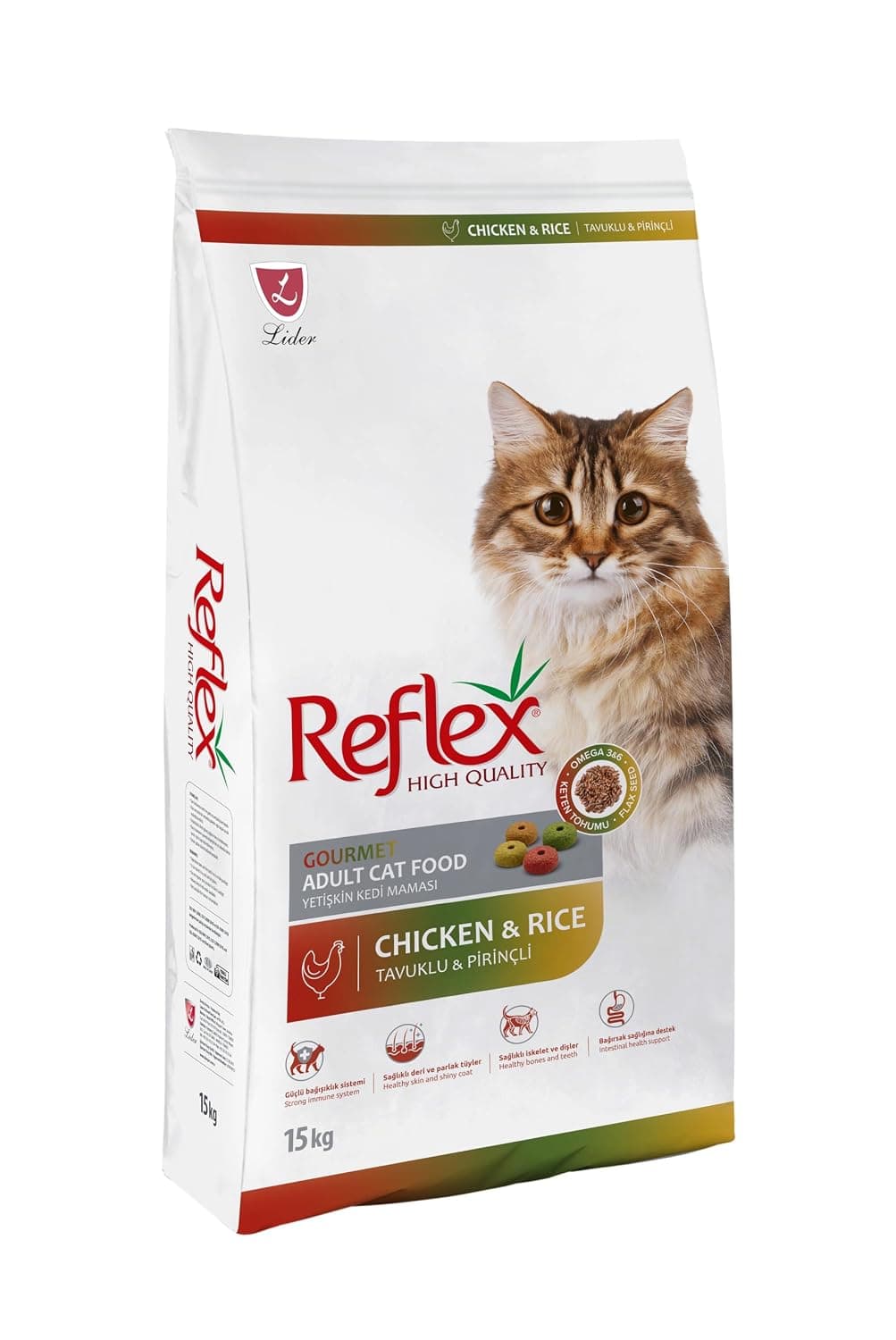 REFLEX ADULT CAT FOOD GOURMET MULTICOLOR CHICKEN AND RICE 15KG