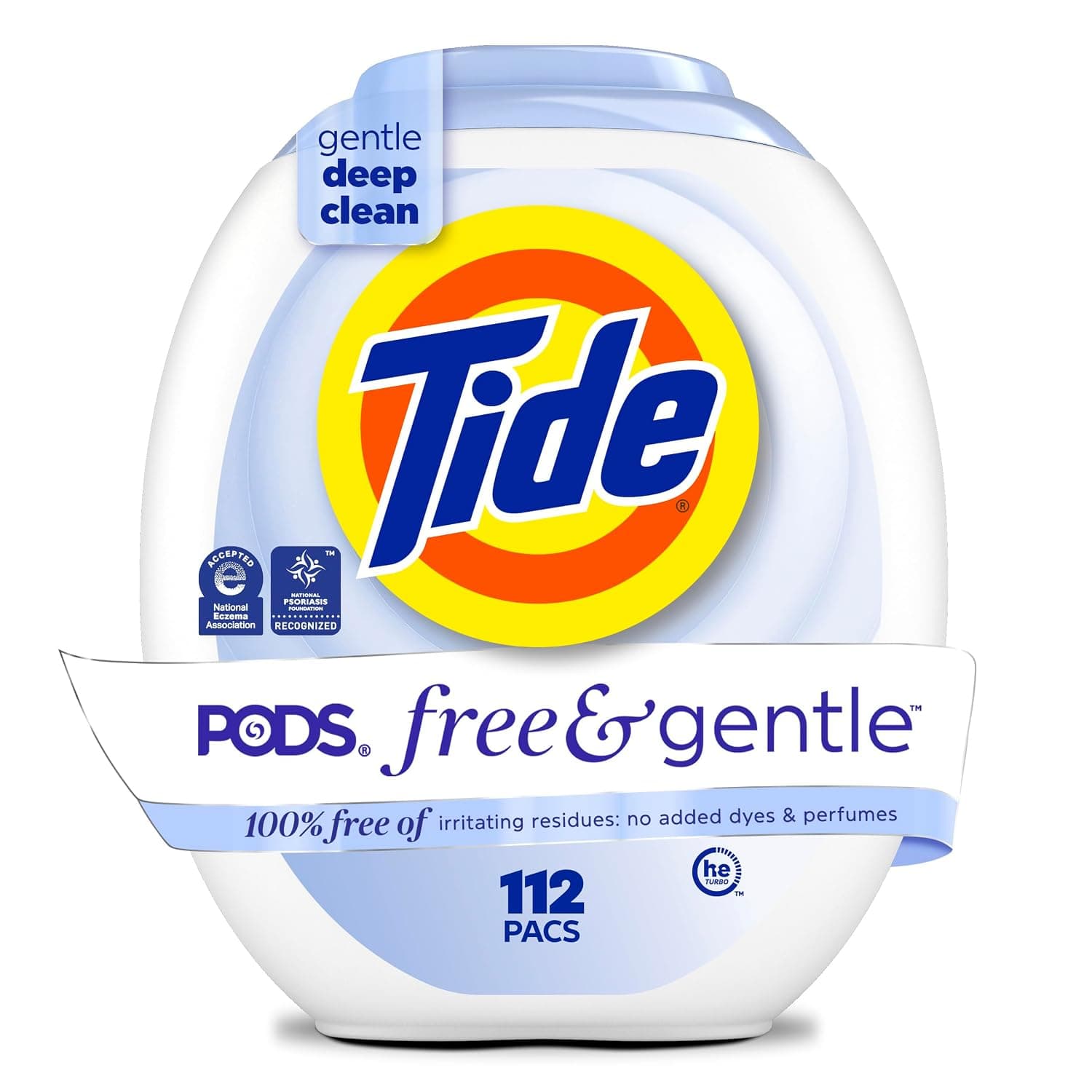 Tide PODS Free and Gentle Laundry Detergent Soap Pacs, 112 Count, Unscented Hypoallergenic Laundry Detergent for Sensitive Skin
