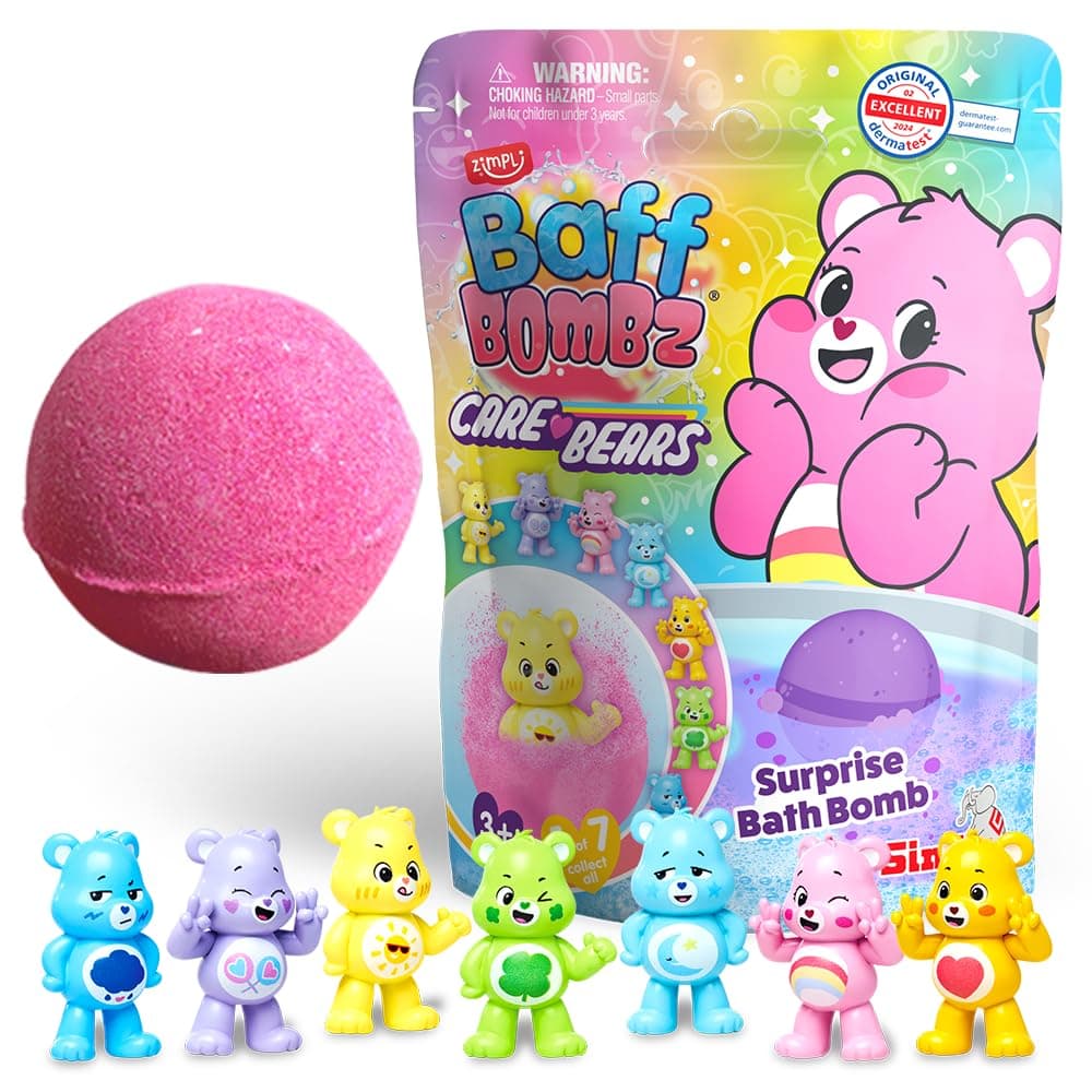 Zimpli Kids Nursing Bears Surprise Bath Bomb Large 7 Surprise Care Bears Toys to Collect in Total, One for Each Bath Bomb