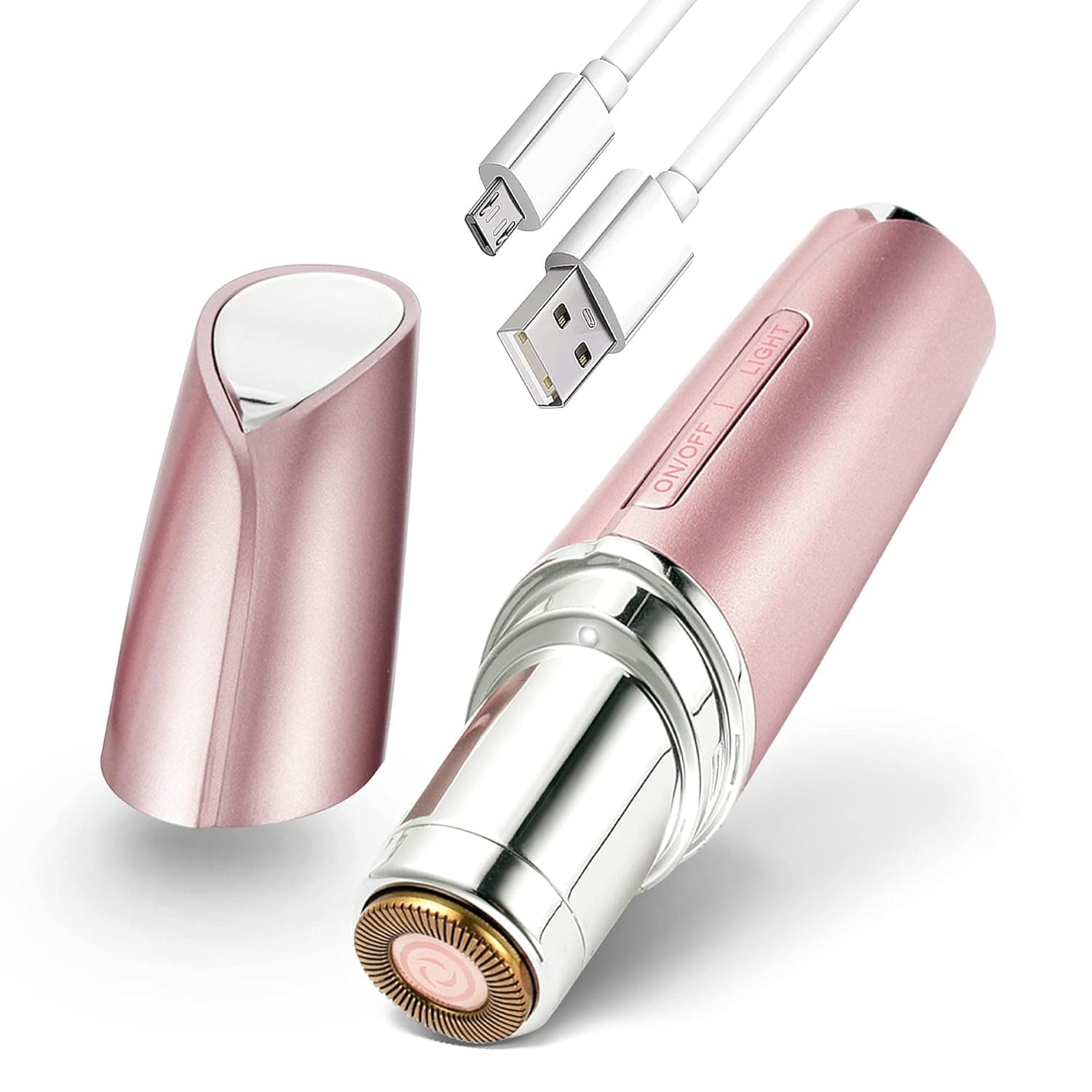 إزالة شعر الوجه للنساء من Yoove | مزيل شعر غير مؤلم ونظيف للوجه | USB - قابلة للشحن - ماكينة حلاقة كهربائية للسيدات وتشذيب منطقة البيكيني (وردي)