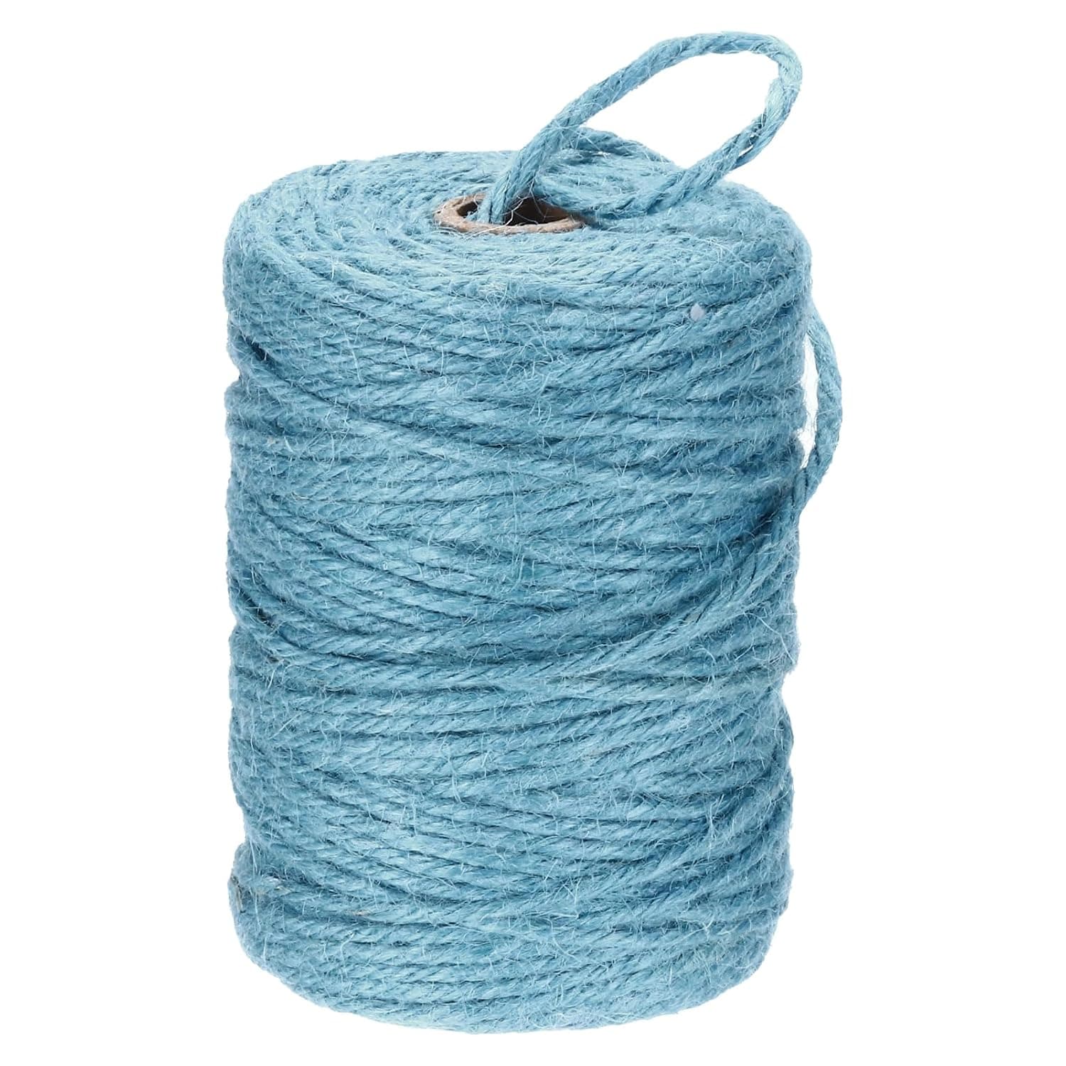 QUARKZMAN Natural Jute Yarn 328 ft x 3 mm Long Strong Yarn for Crafts, Ribbons, Gift Wrapping, Christmas, Wedding, Blue