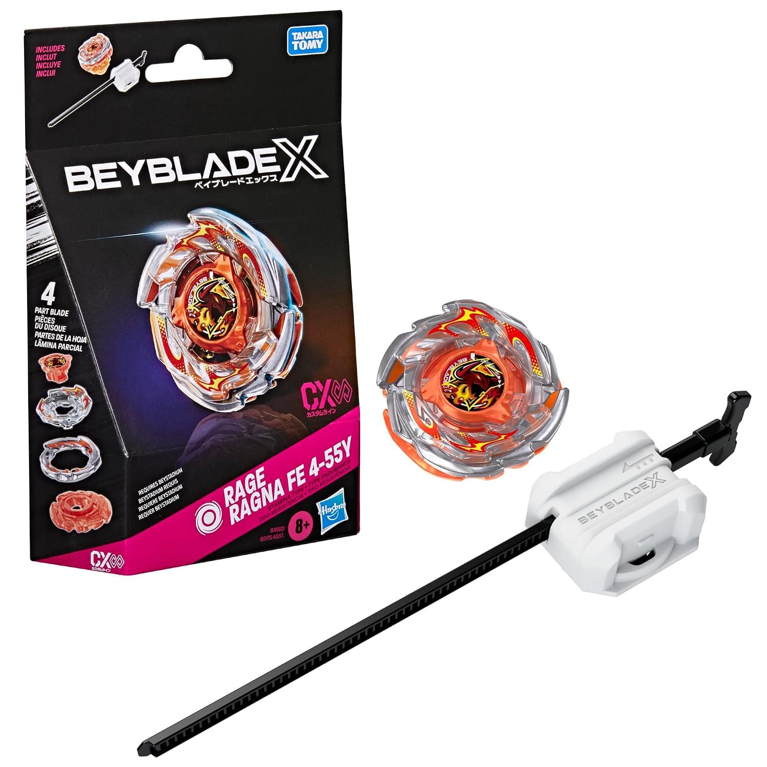 Beyblade X Rage Ragna FE 4-55Y CX Infinity Starter Pack Set, Takara Tomy Spinning Top (Endurance Type) and Starter, Battle Spinner Game, Toy, from 8 Years
