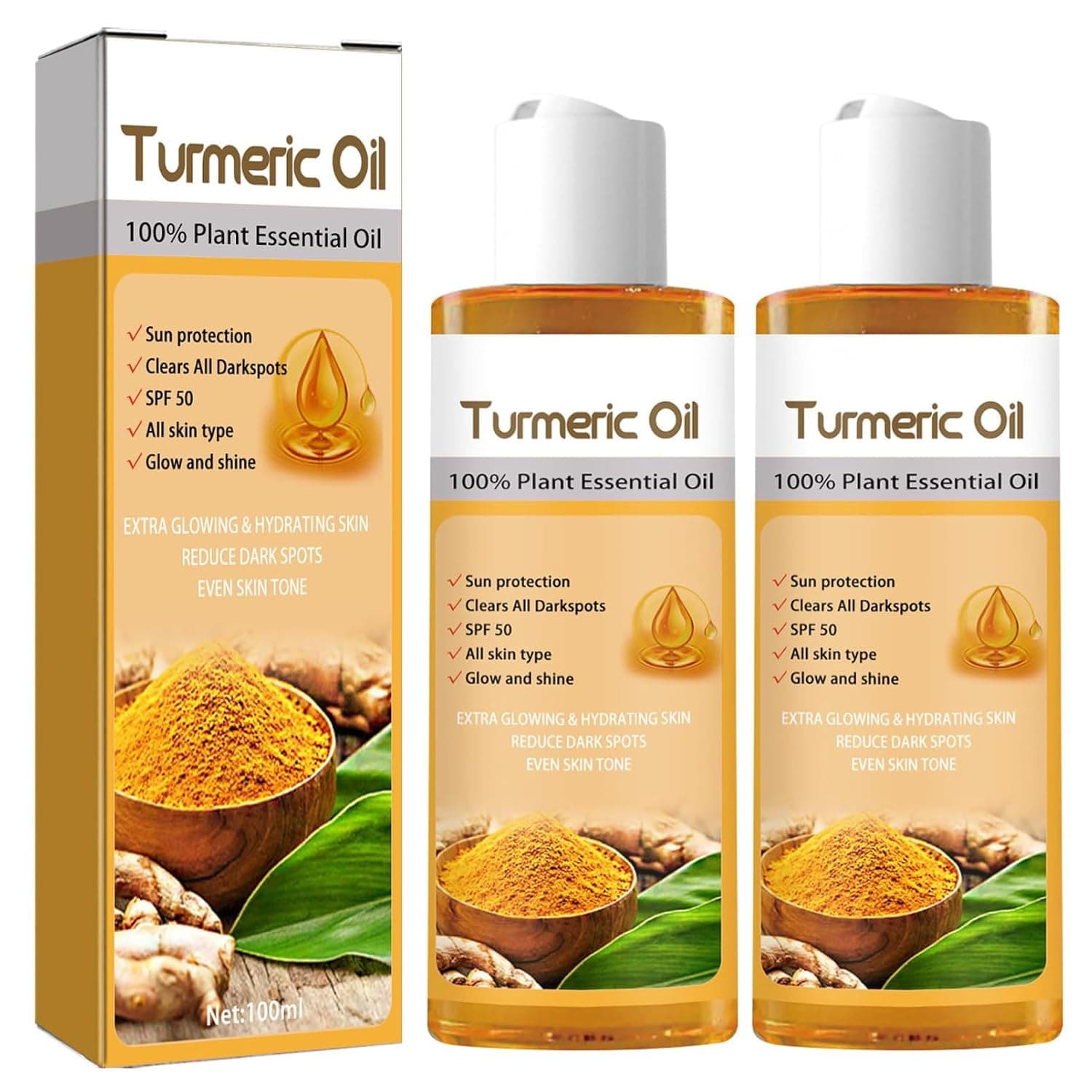YelaJoy Turmeric Essential Oil Skin Serum, Dark Spot Remover & Anti-Aging Face Moisturizer, 100% Pure Natural Facial & Body Oil for Women, Reduces Wrinkles, Hydrating for All Skin Types