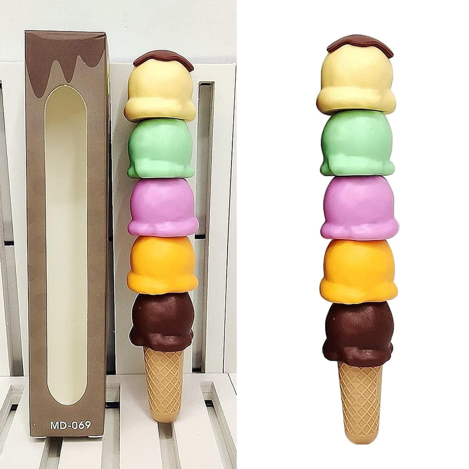 Funny Highlighter, Colorful Ice Cream Highlighter, 1 Box/6 Pcs/5 Colors, Pastel Highlighter Set Cute Silicone Ice Cream Highlighter Pen, for Adult Kid Student Writing Graffiti School Office Supplies
