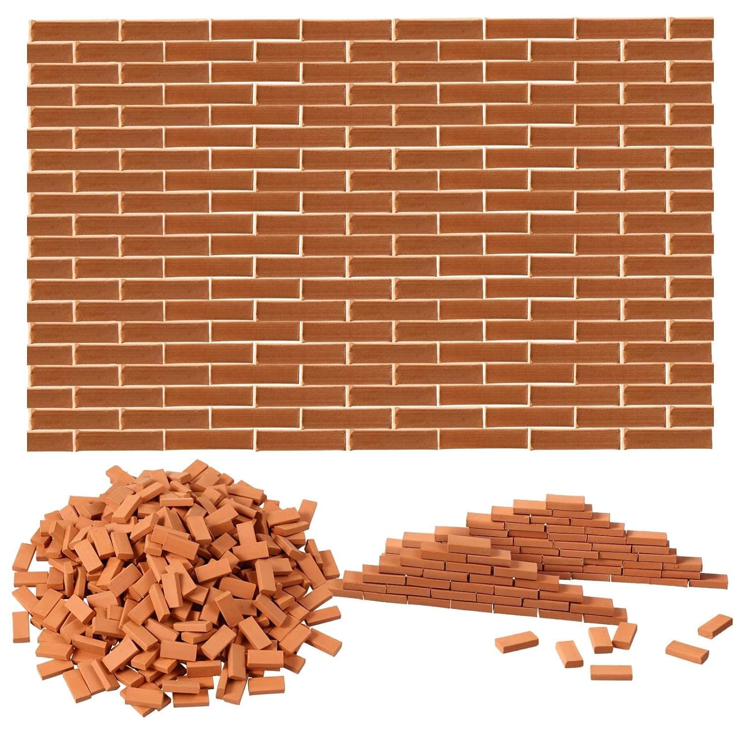 Joyzzz Mini Bricks, 200pcs Realistic Foam Mini Bricks, Durable and Lightweight Crafts for Dollhouse Flooring, Miniature House Accessories, Perfect for Diorama Supplies, DIY Brick Walls, Tiny Houses