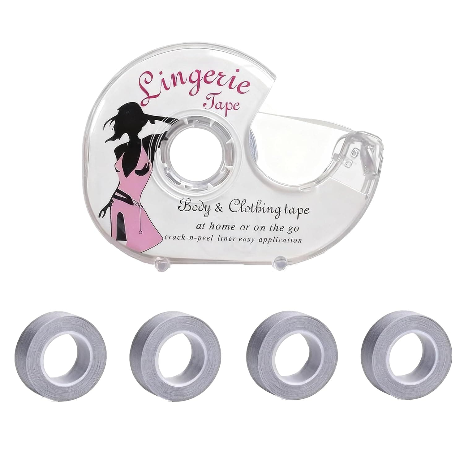 Double-Sided Clothing Tape, With Dispenser, Invisible Lingerie Tape, Transparent Tape, Suitable For Clothing, Fabric, Dresses, And Bras (1+4 sets)