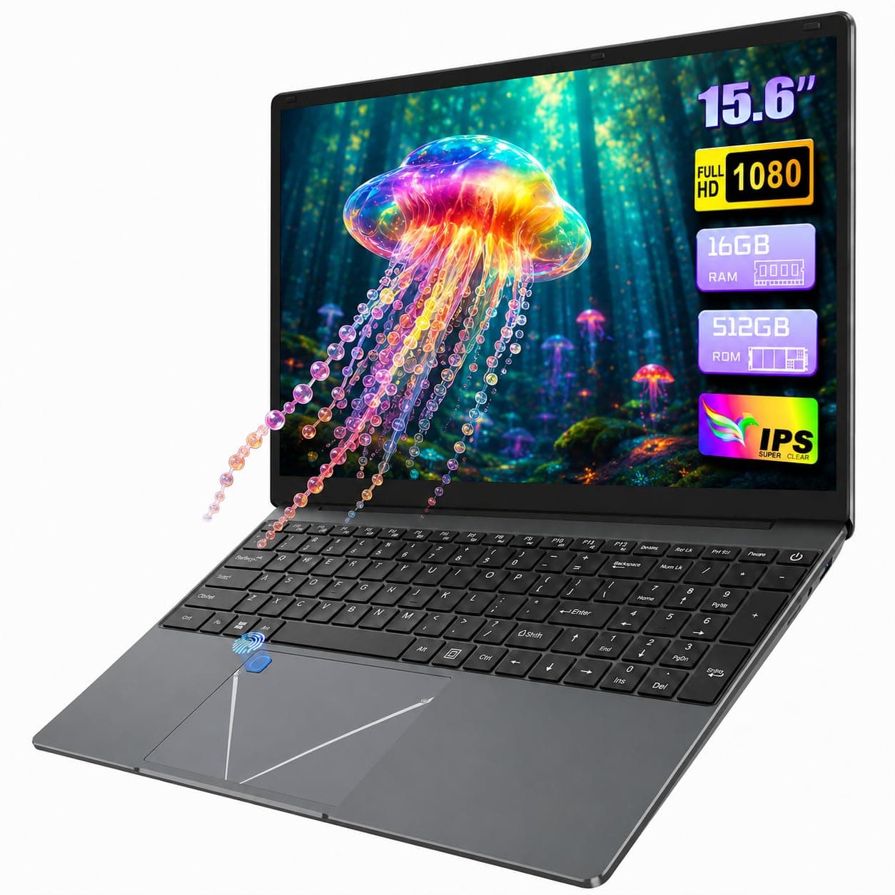 DREAMFYRE 15.6 inch Laptop PC Cerelon N5095, Portable Computer 16GB RAM DDR4 512GB SDD, FHD 1920 * 1080,Student Laptop PC with Touch ID, WiFi5, BT4.2, USB 3.0