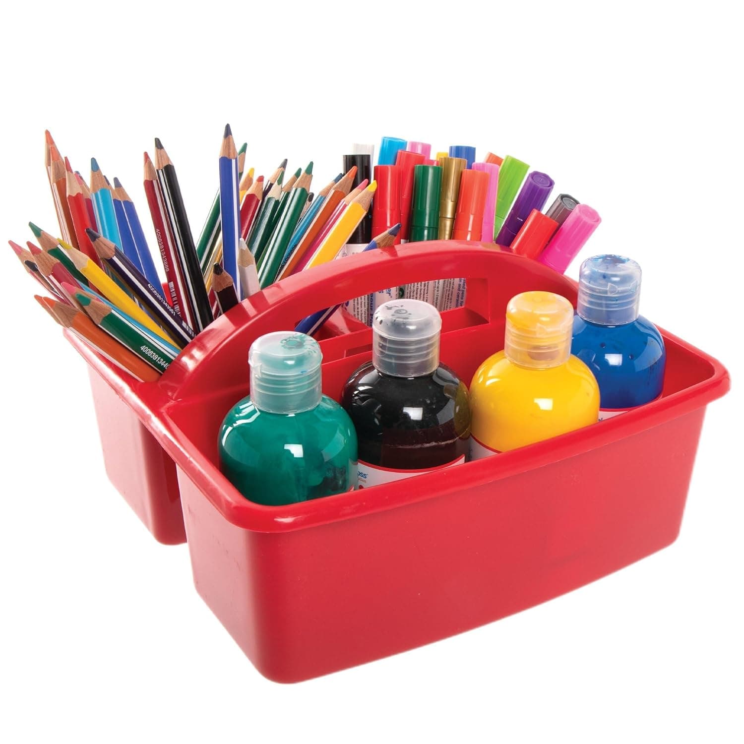 Baker Ross AX320 Plastic Storage Caddy for Kids - Pack of 4, ideal for classroom organization, tool or desk tidy, ideal for sorting arts and crafts supplies