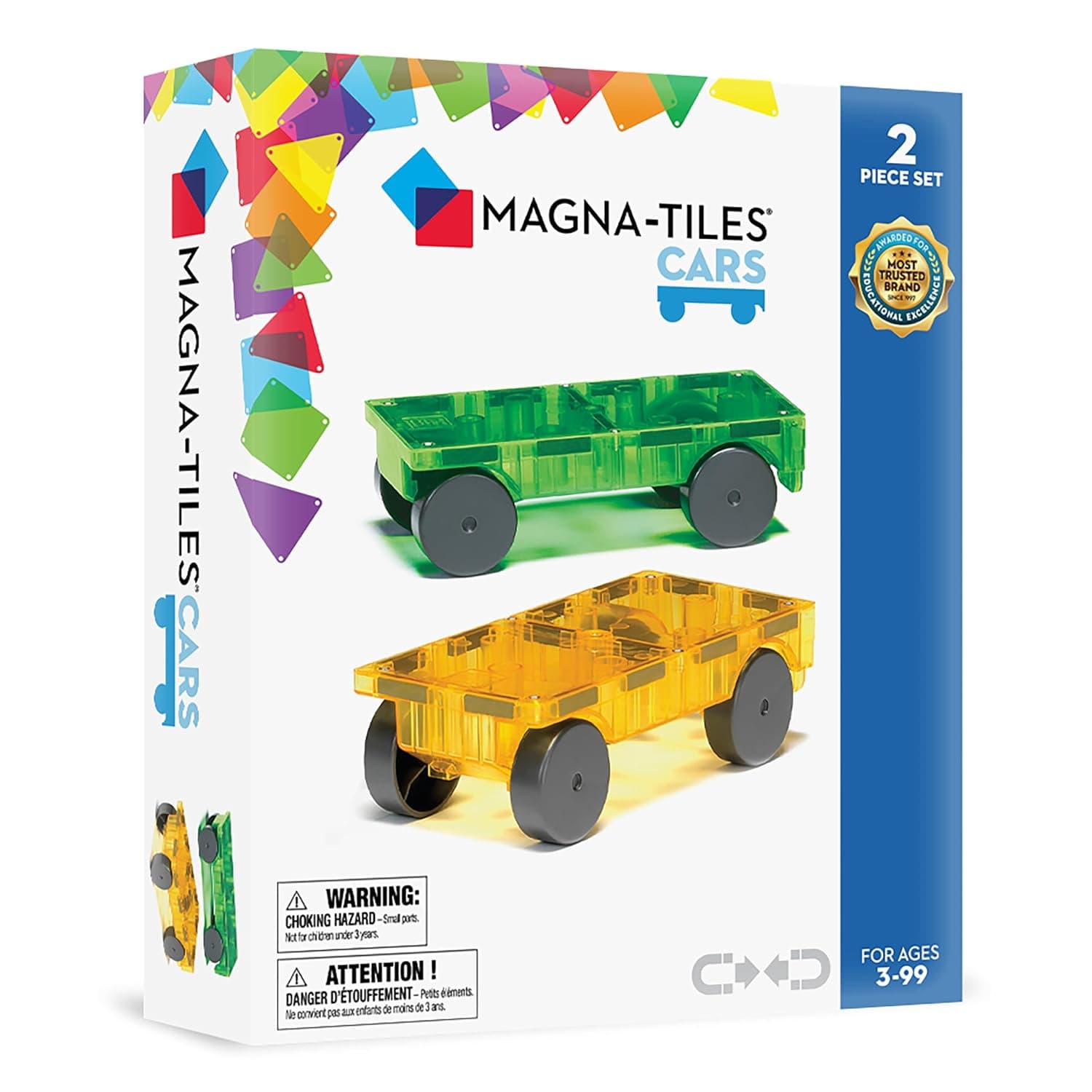 Magna-Tiles Cars Expansion Set, The Original Magnetic Building Tiles For Creative Open-Ended Play, Educational Toys For Children Ages 3 Years + (2 Pieces)