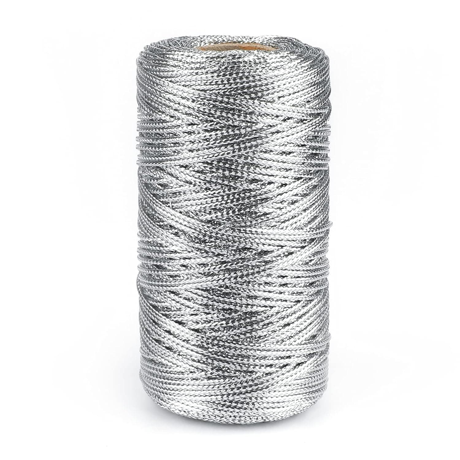 100M/110 Yards Decorative Metallic Bakers Twine Silver String Cord Christmas Craft Twine for DIY Crafts & Gift Wrapping