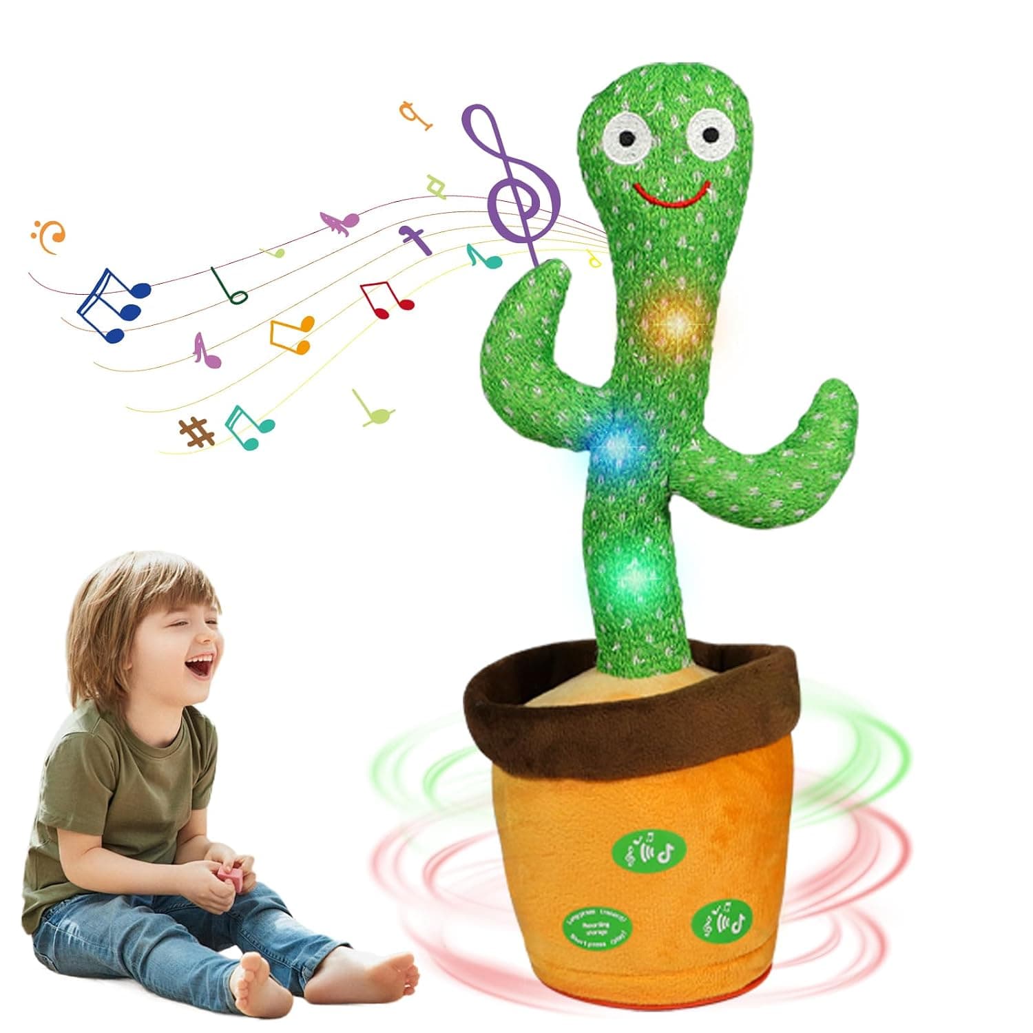 MeHoo Talking Dancing Singing Cactus Plush Toy with Volume Control Function, Light Baby Plush Doll, Repeat What You Say, 120 Songs
