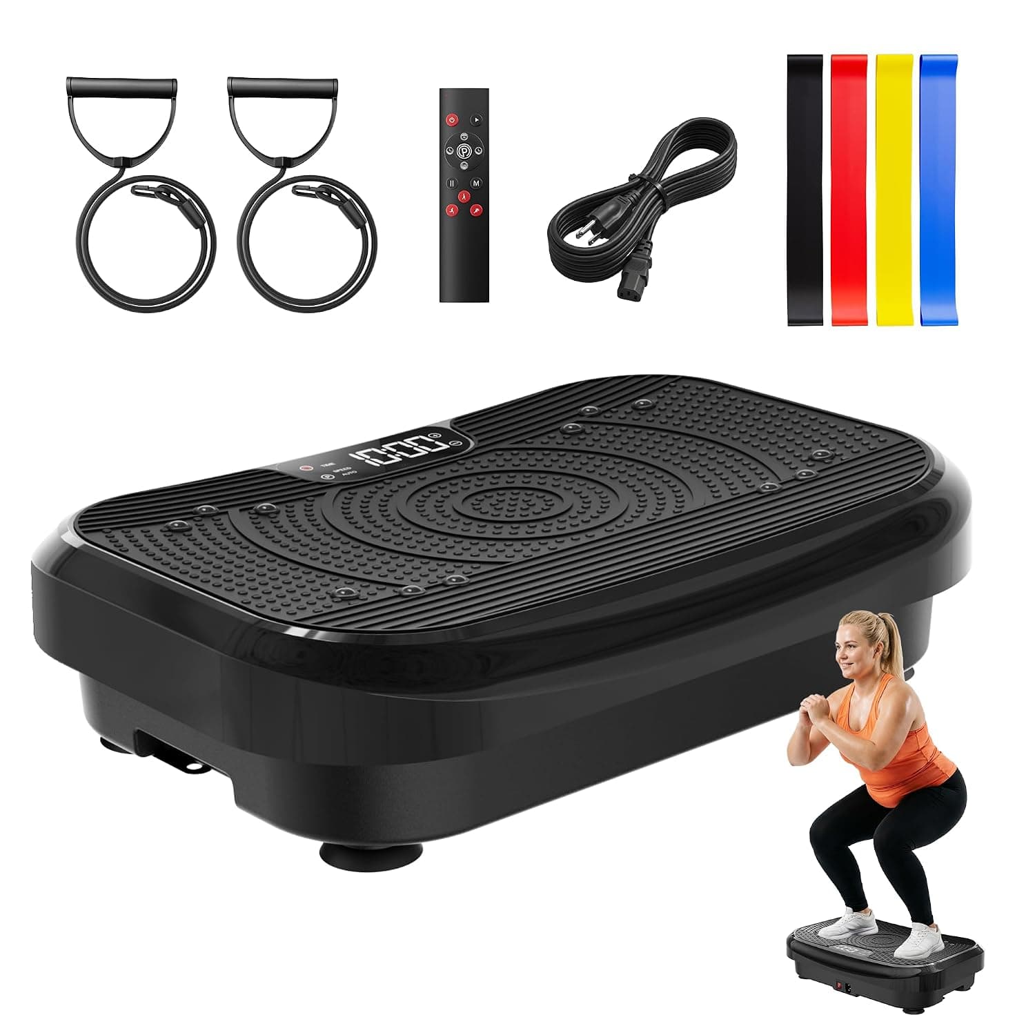 Vibration Plate Exercise Machine for Lymphatic Drainage Massager, 450LBS Capacity Full Body Shaker Workout Equipment, 199 Levels Vibration Fitness Machine with Resistance Bands for Home Gym Women Men