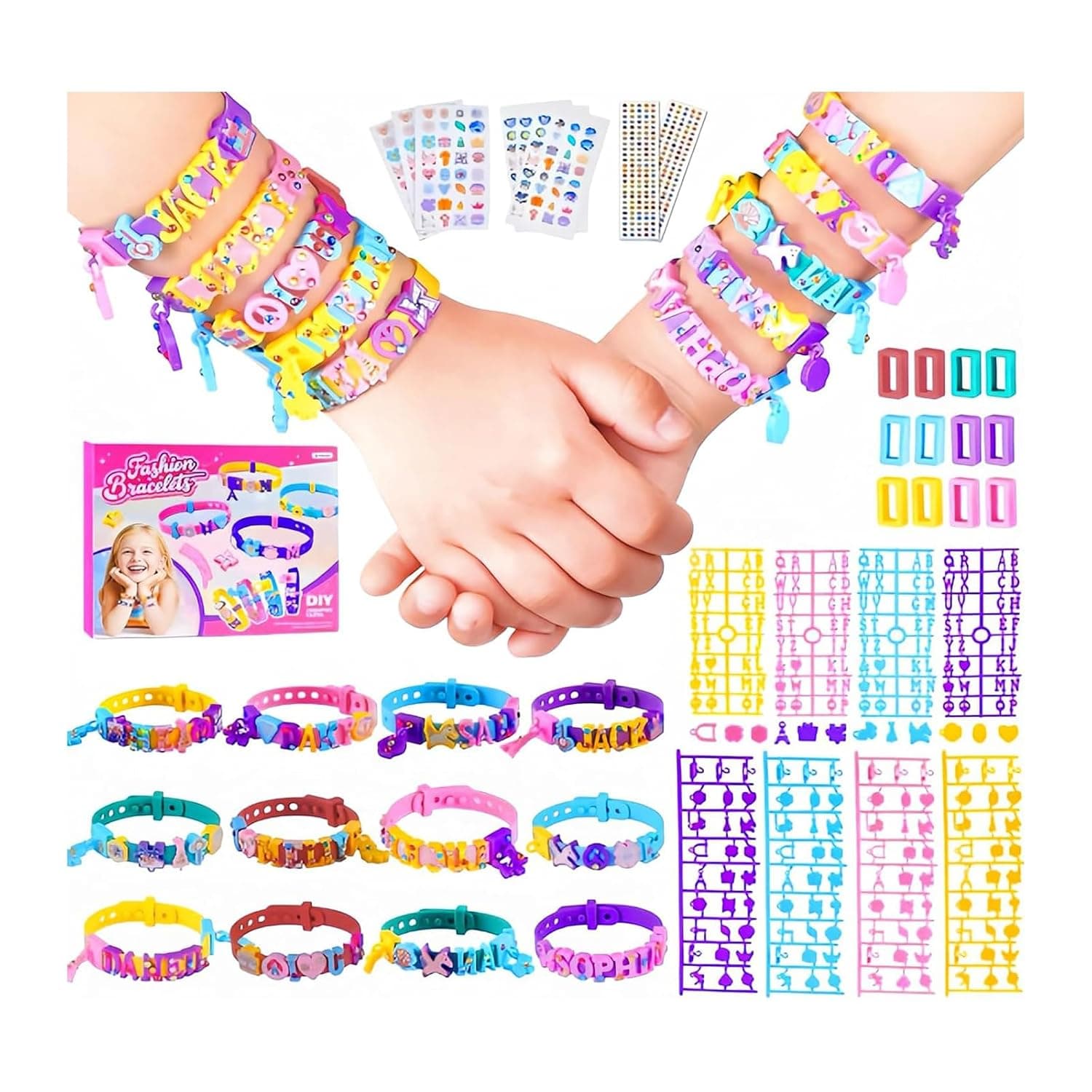 Friendship Bracelet Kit, DIY Arts and Crafts Set, 12 Complete Sets for Making Colorful Bracelets, Creative Fun for Girls and Boys Ages 5-12, Party Birthday Christmas Gifts